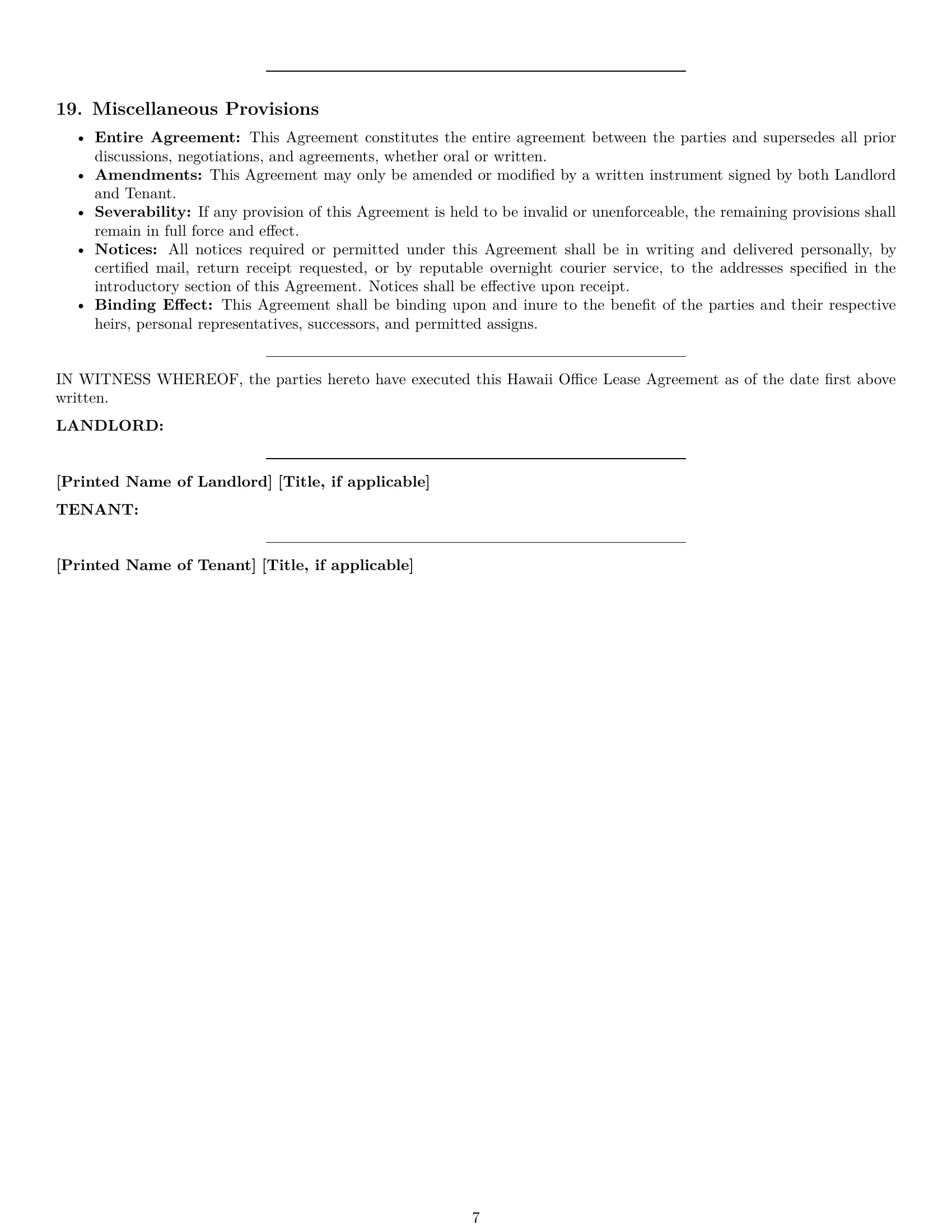 Preview page 7 of Pro Hawaii office lease agreement template