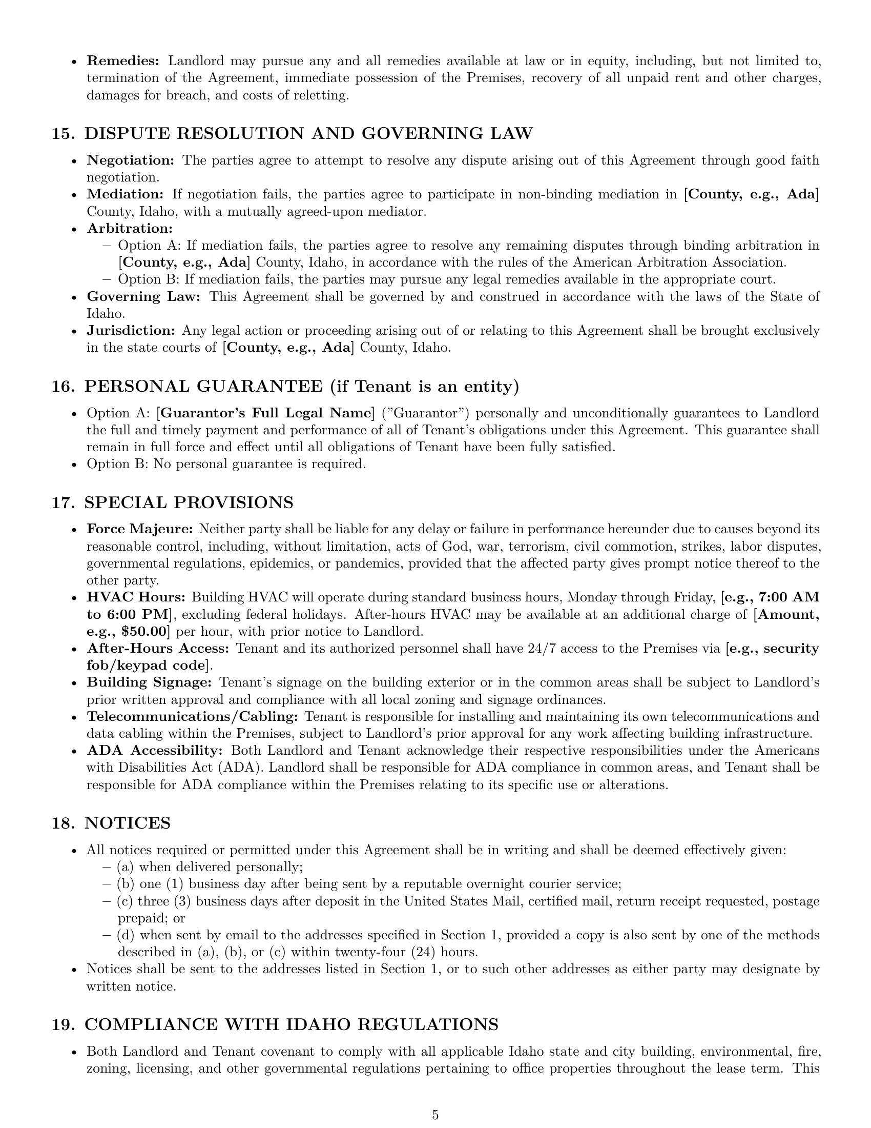 Preview page 5 of Pro Idaho office lease agreement template