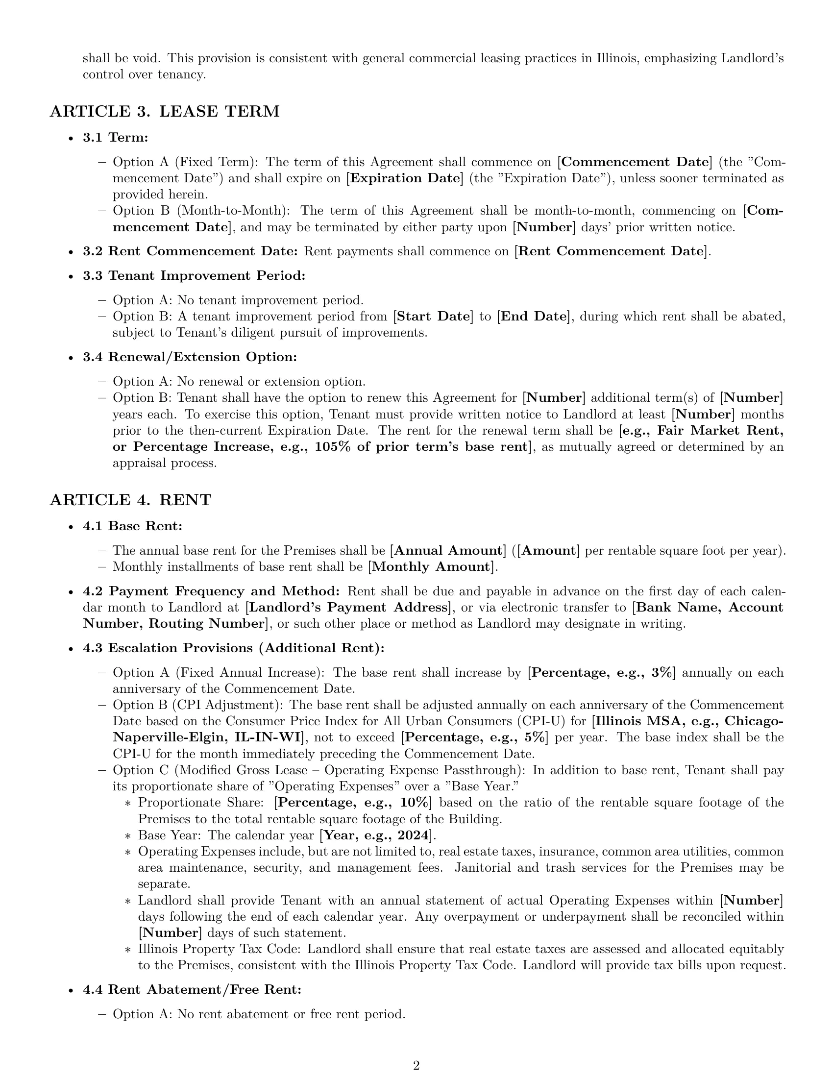 Preview page 2 of Pro Illinois office lease agreement template
