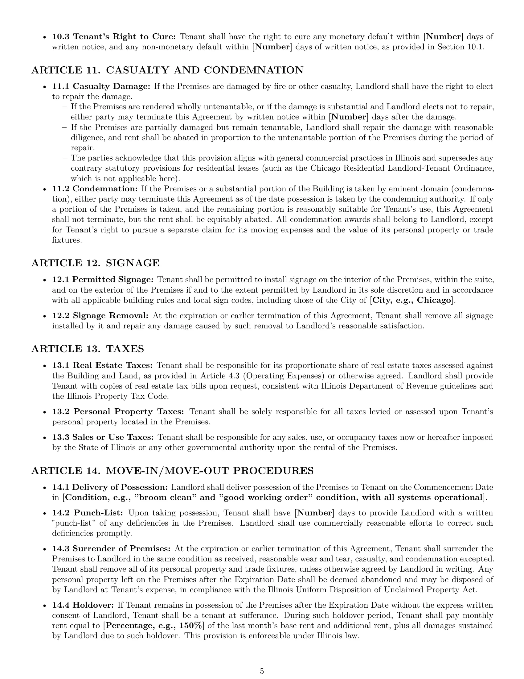 Preview page 5 of Pro Illinois office lease agreement template