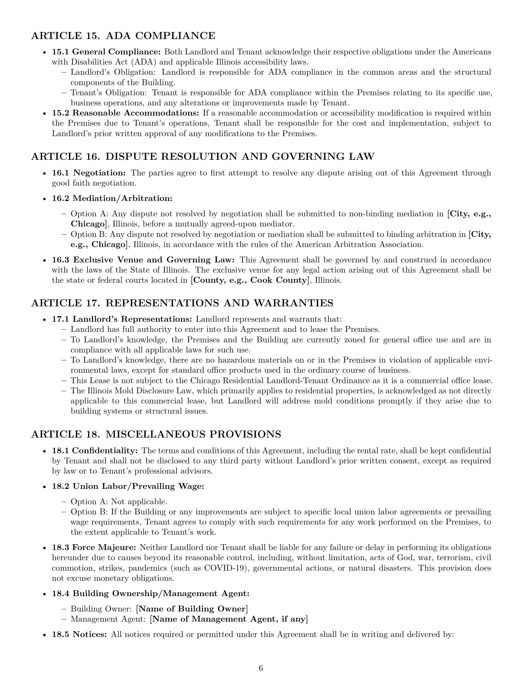 Preview page 6 of Pro Illinois office lease agreement template