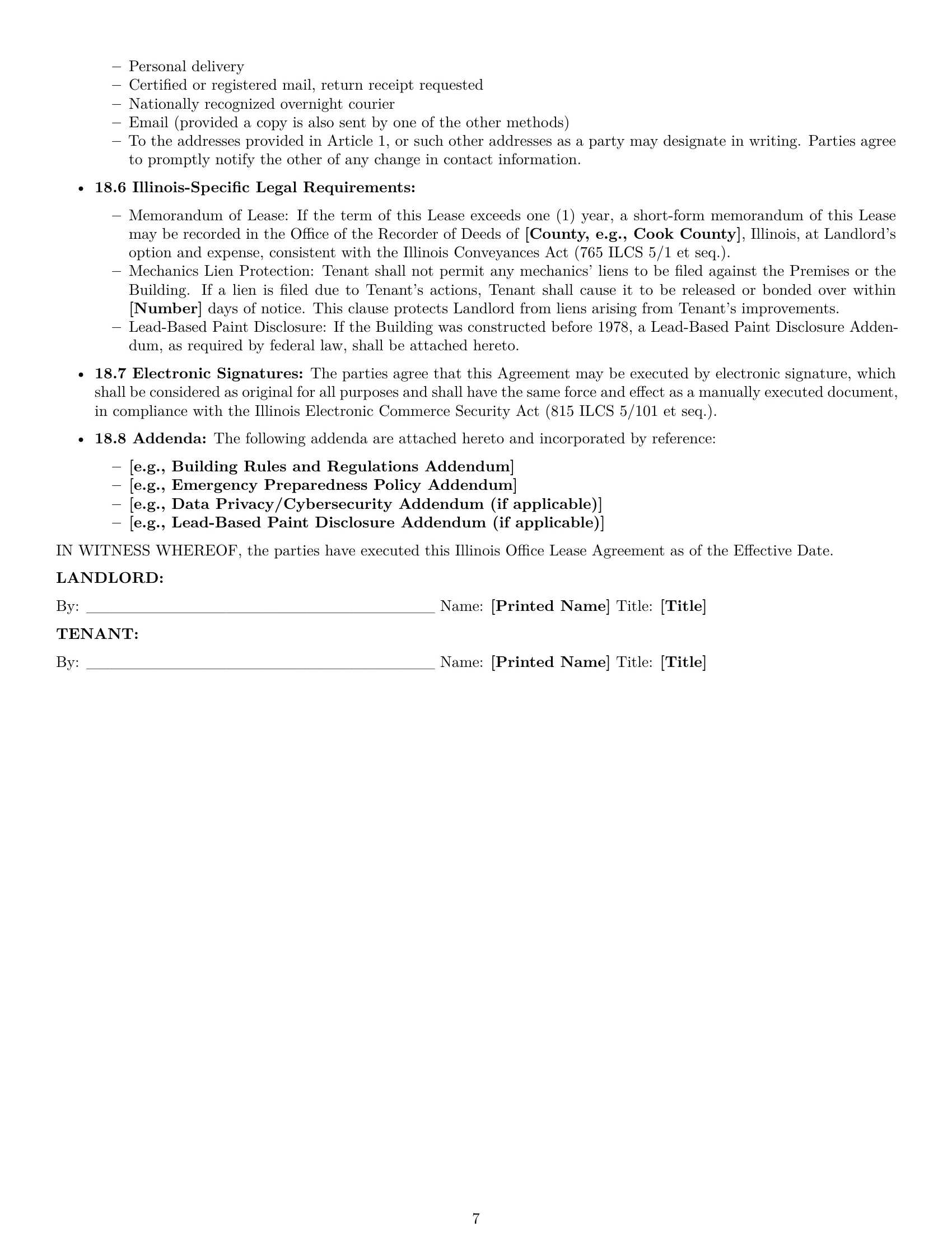 Preview page 7 of Pro Illinois office lease agreement template