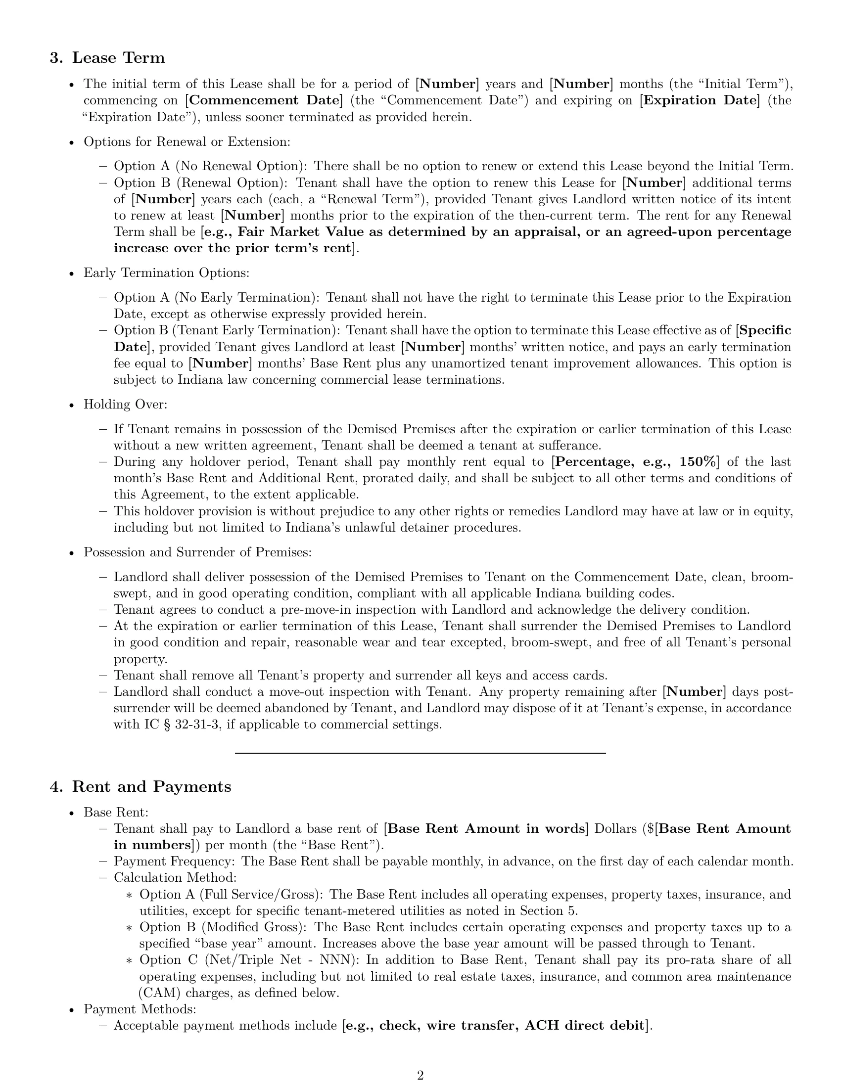 Preview page 2 of Pro Indiana office lease agreement template