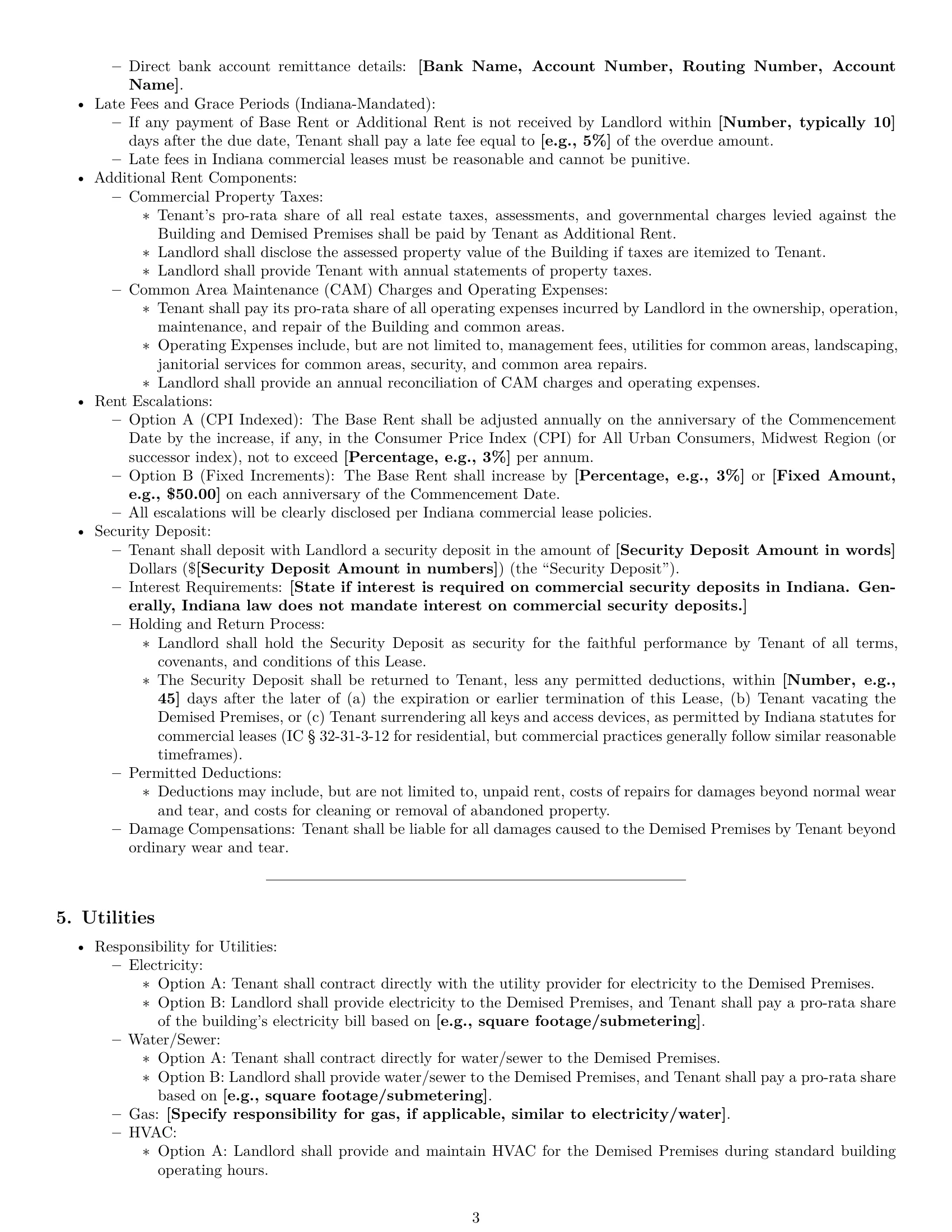 Preview page 3 of Pro Indiana office lease agreement template
