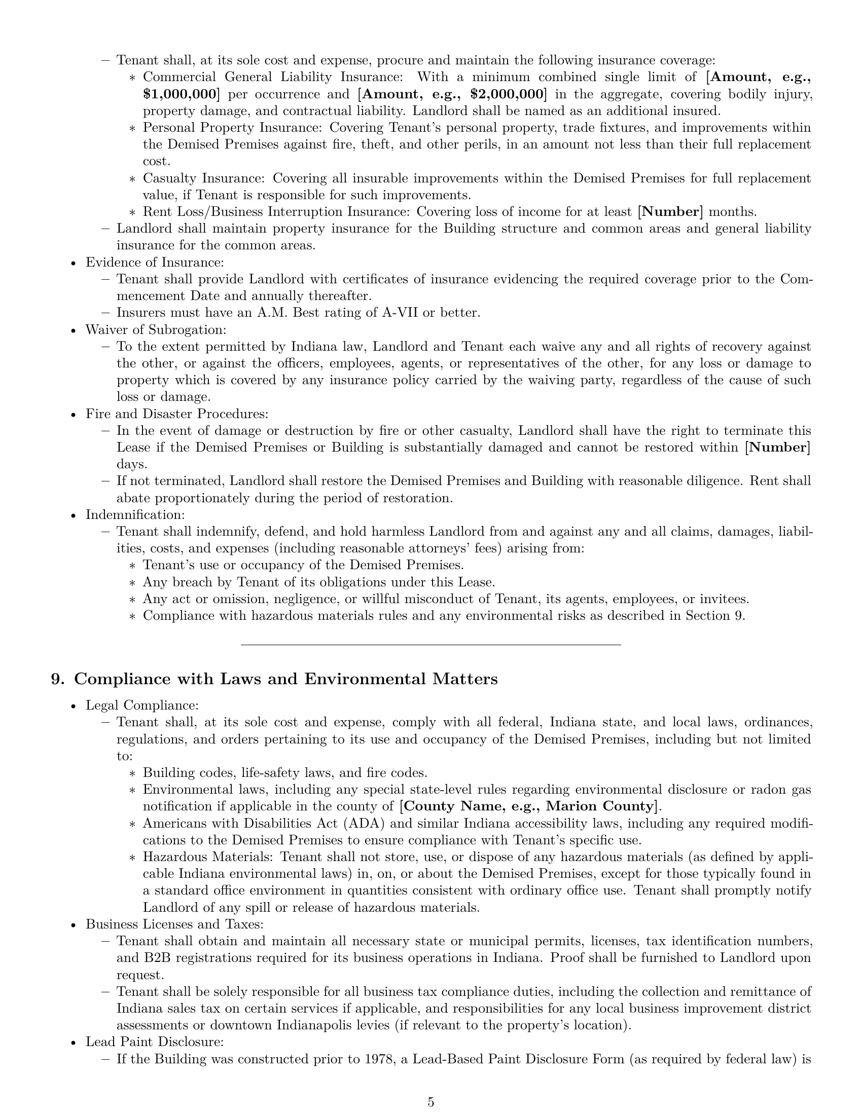Preview page 5 of Pro Indiana office lease agreement template
