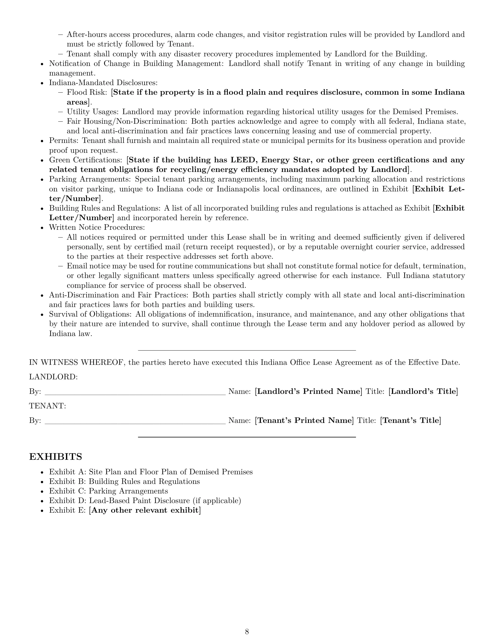 Preview page 8 of Pro Indiana office lease agreement template