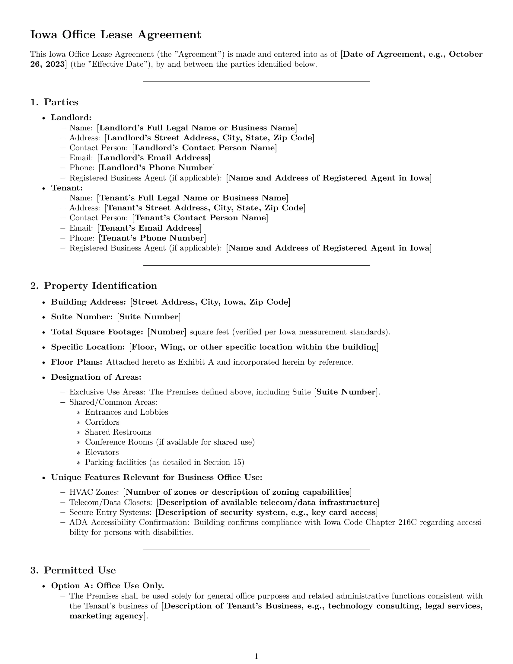 Preview page 1 of Pro Iowa office lease agreement template