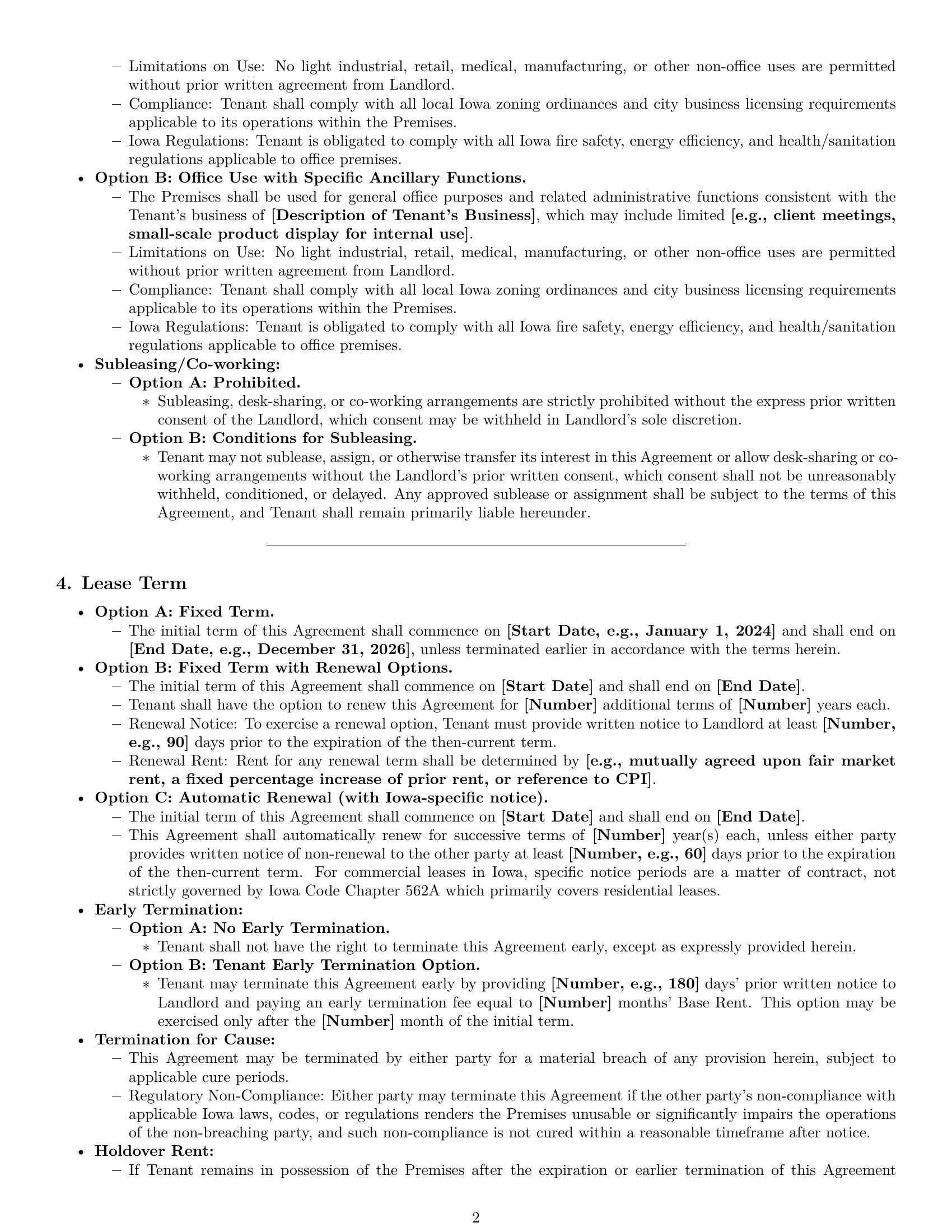 Preview page 2 of Pro Iowa office lease agreement template