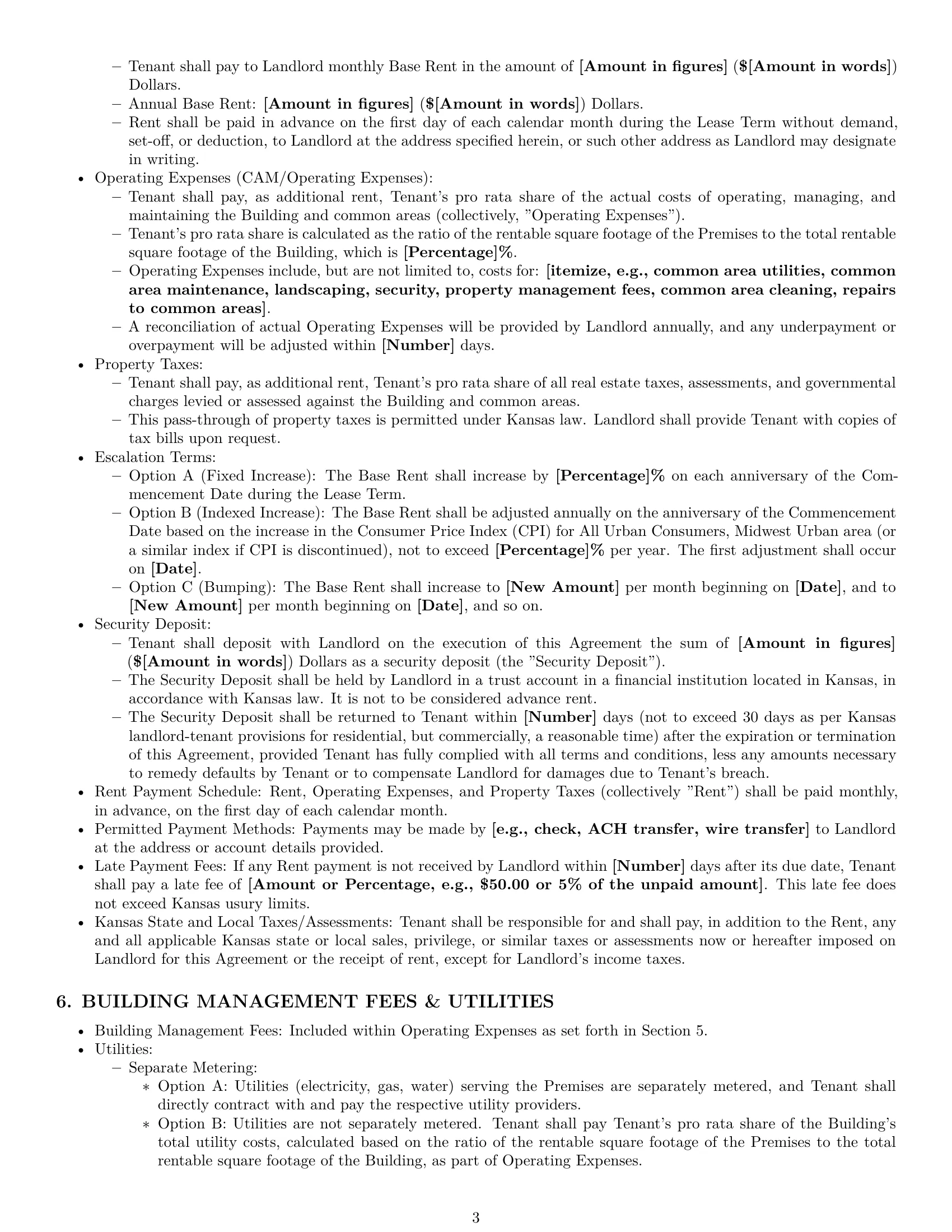 Preview page 3 of Pro Kansas office lease agreement template