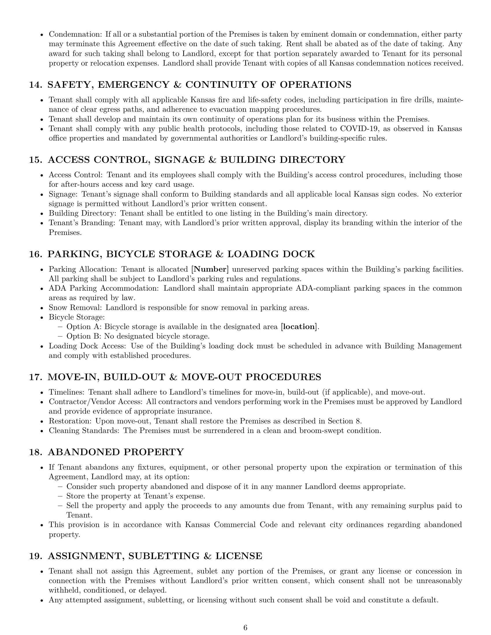 Preview page 6 of Pro Kansas office lease agreement template