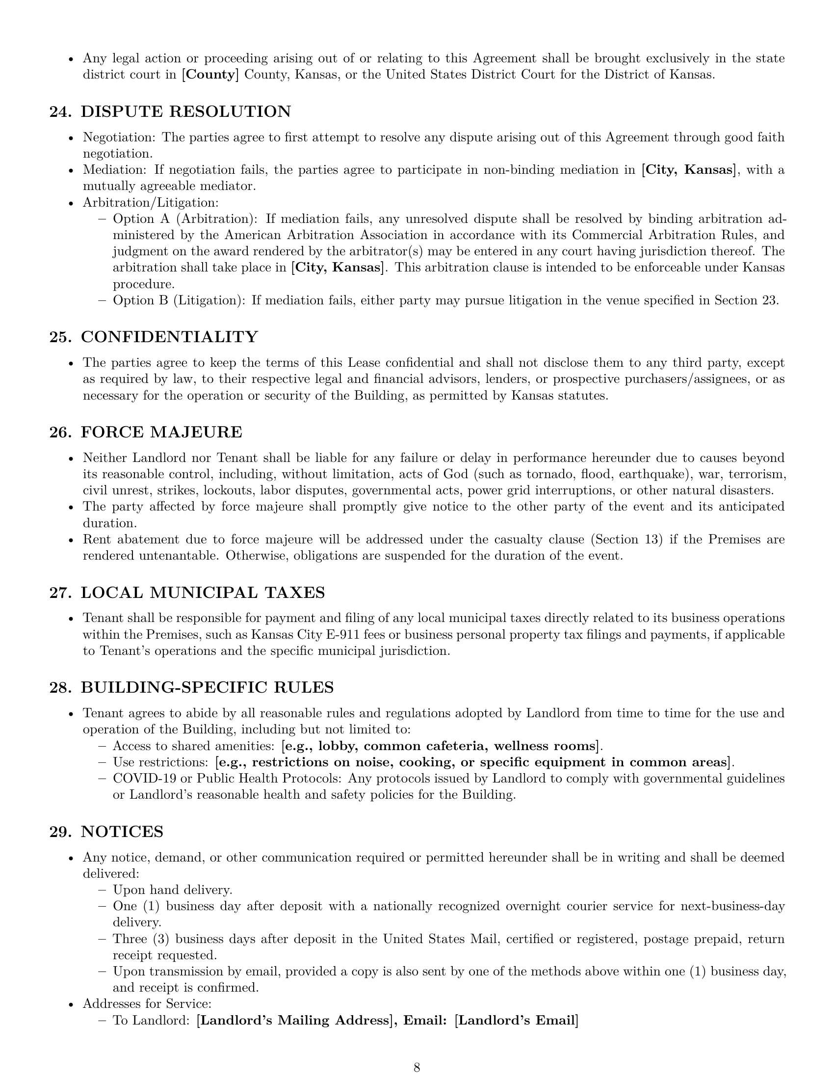 Preview page 8 of Pro Kansas office lease agreement template