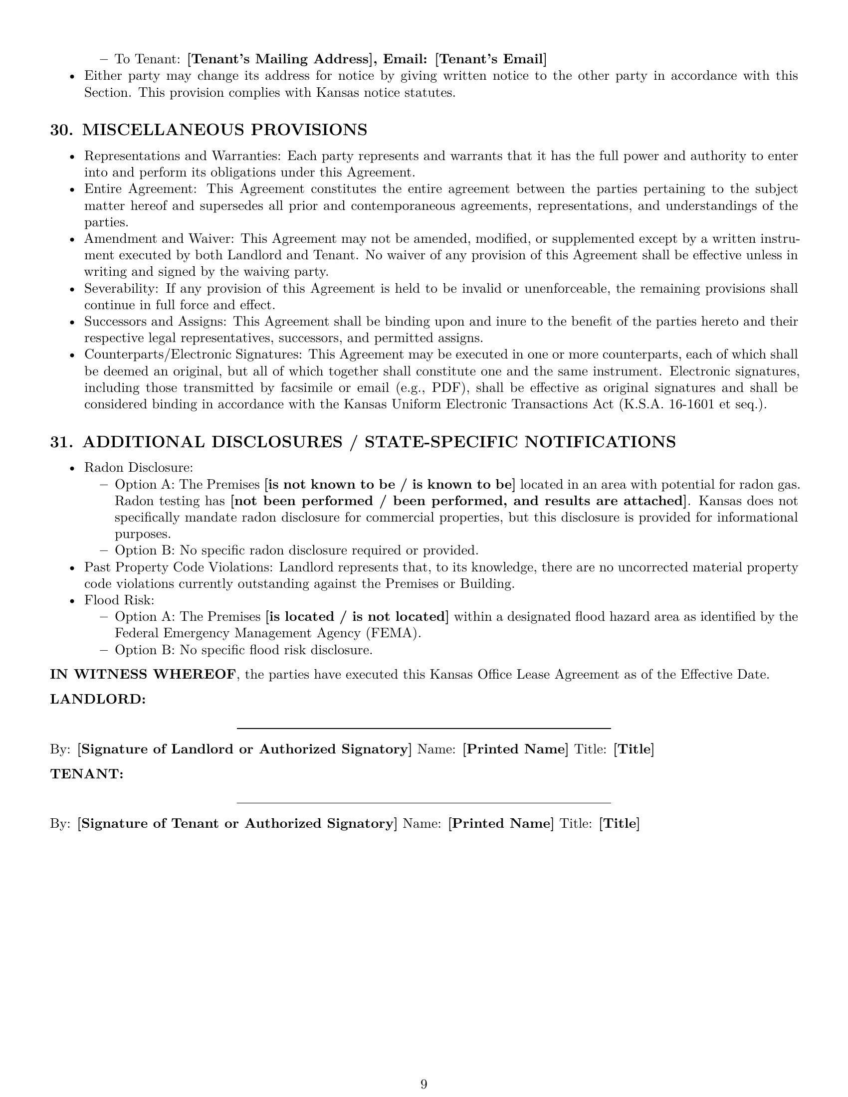Preview page 9 of Pro Kansas office lease agreement template