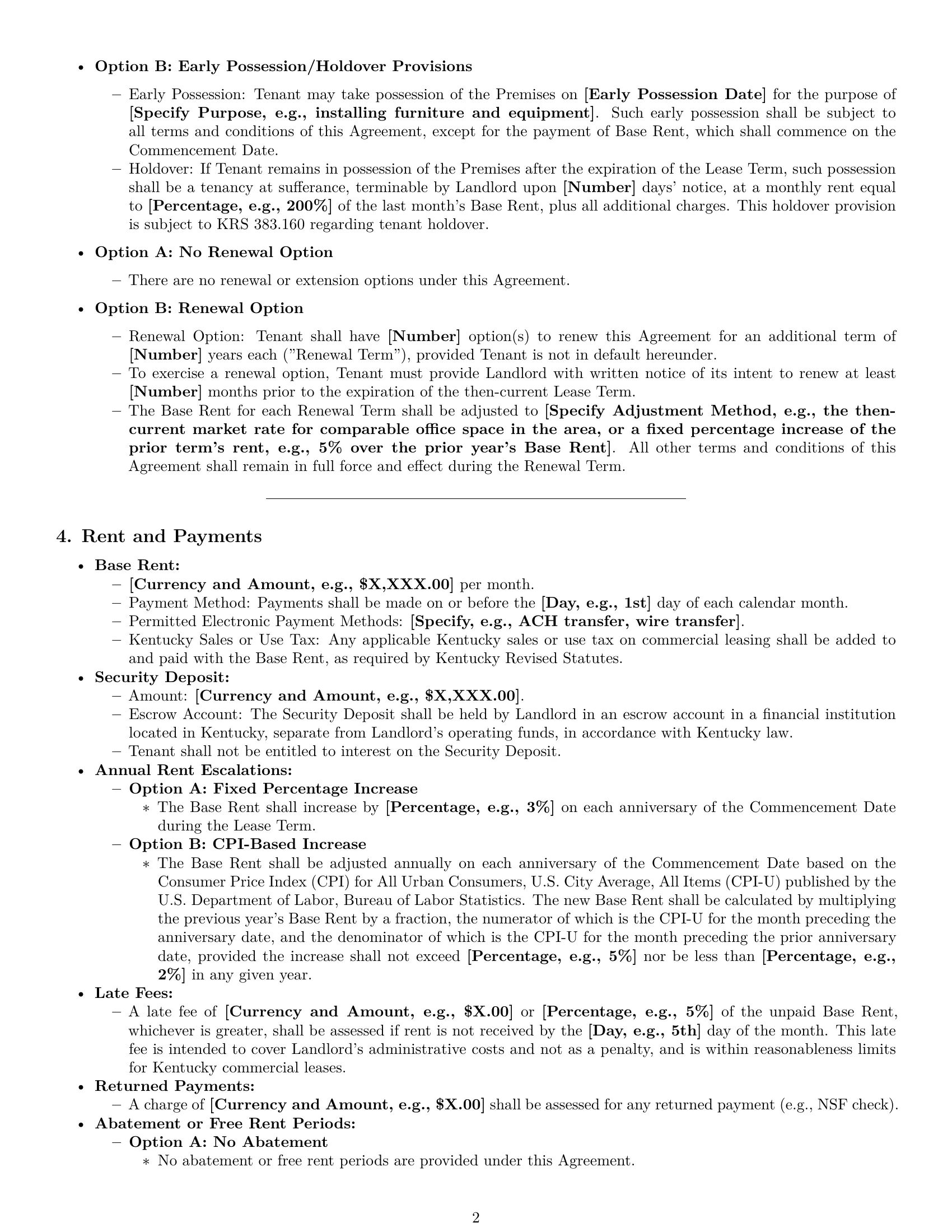 Preview page 2 of Pro Kentucky office lease agreement template
