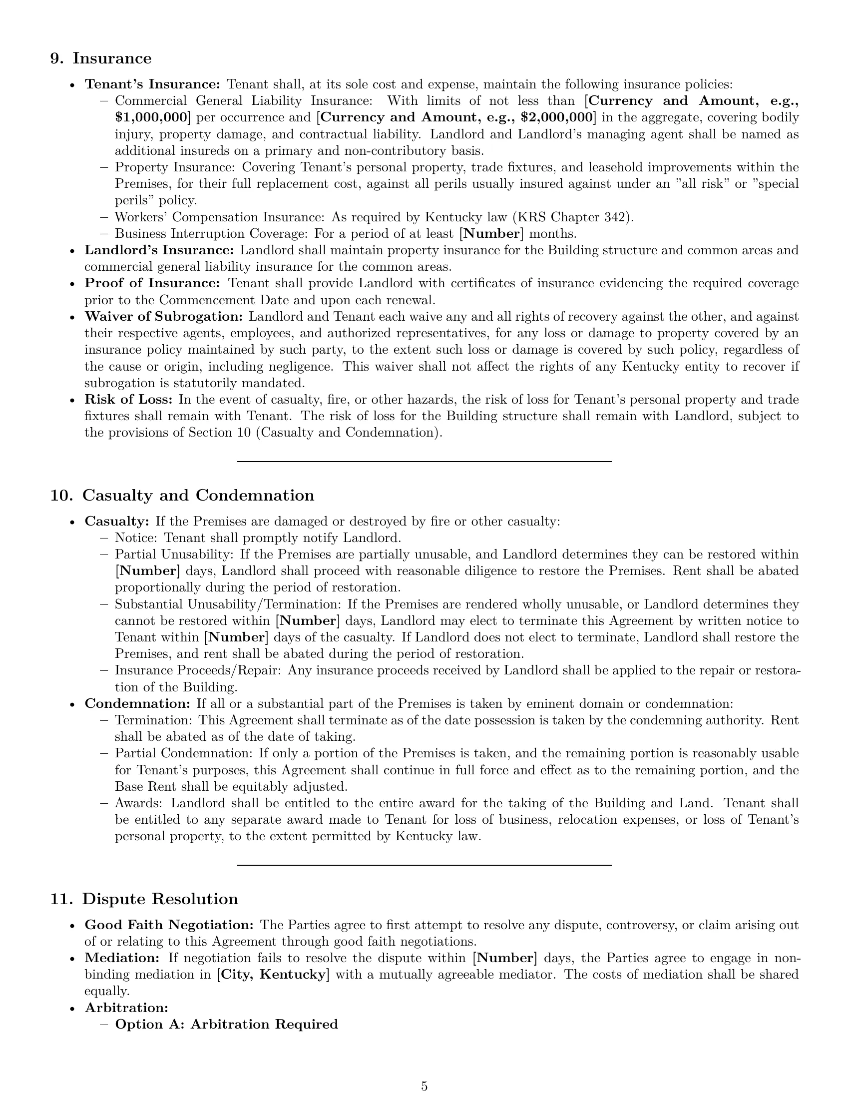 Preview page 5 of Pro Kentucky office lease agreement template