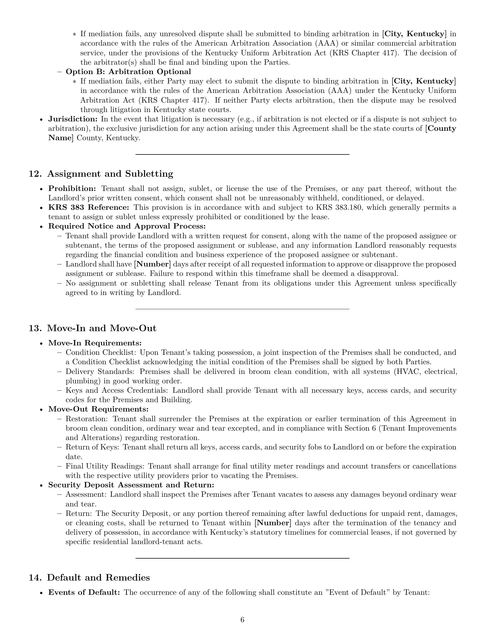 Preview page 6 of Pro Kentucky office lease agreement template