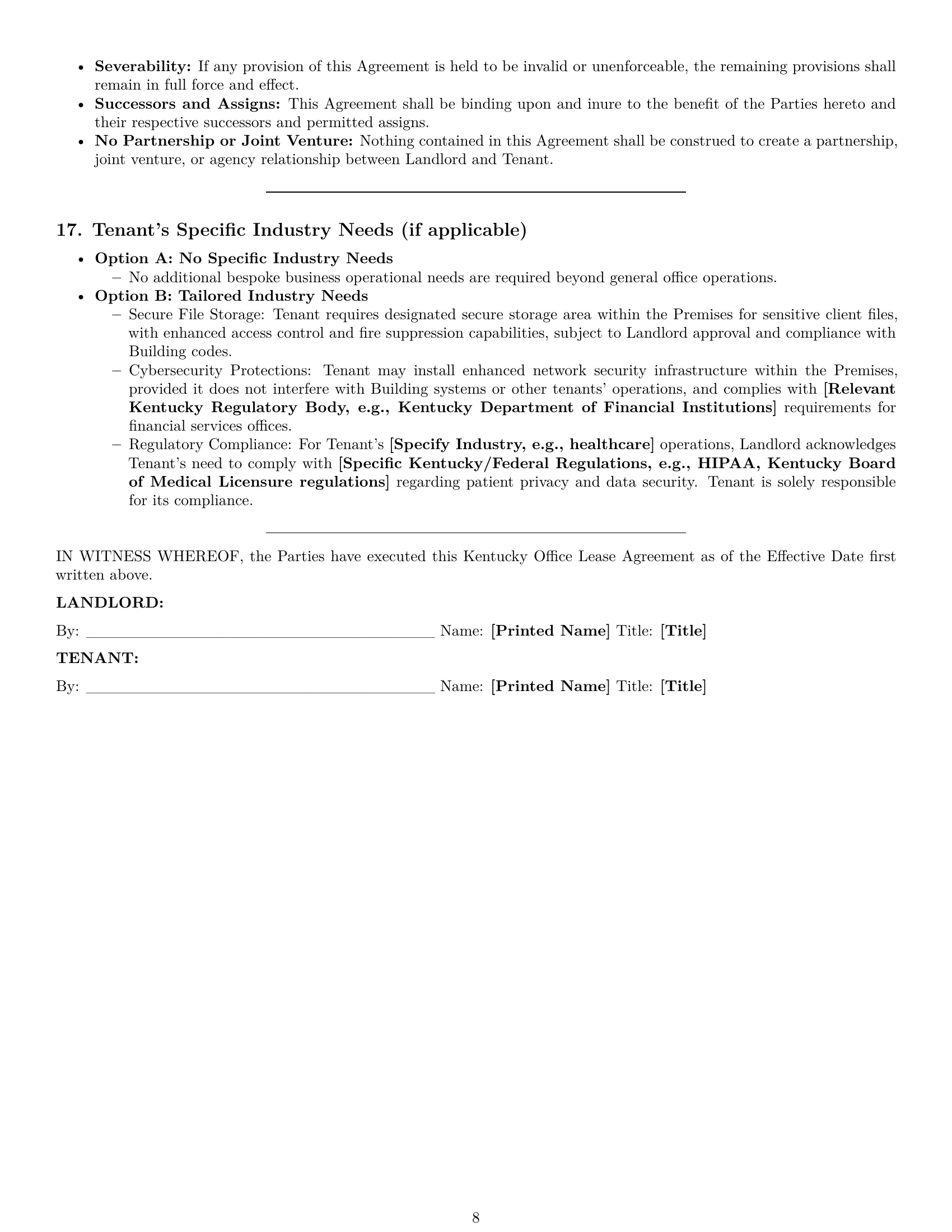 Preview page 8 of Pro Kentucky office lease agreement template