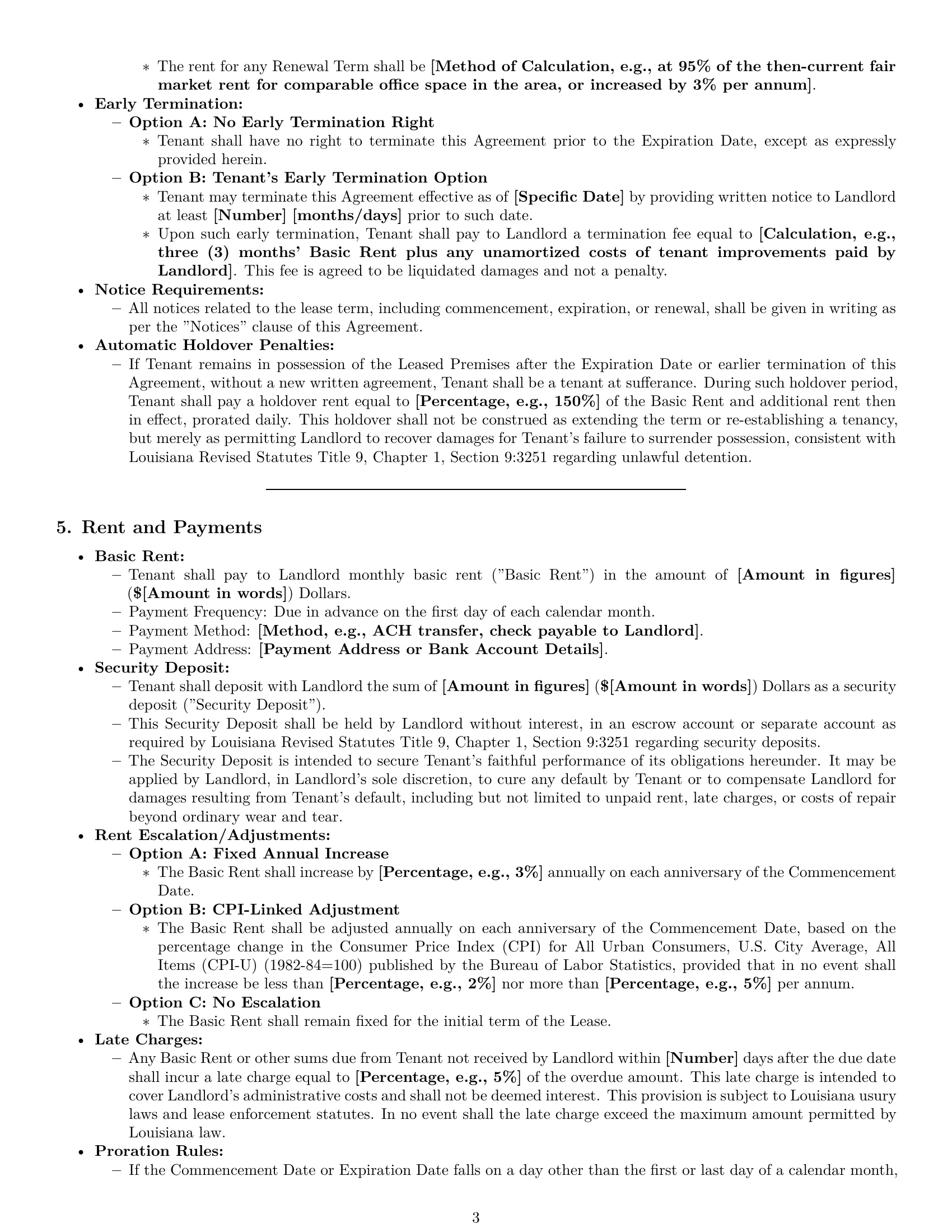 Preview page 3 of Pro Louisiana office lease agreement template
