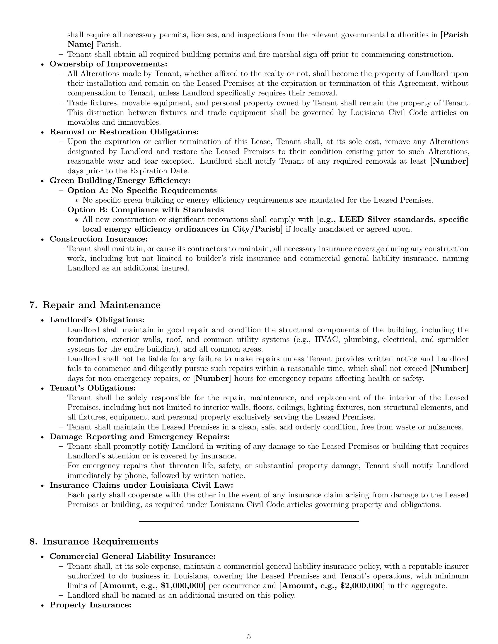 Preview page 5 of Pro Louisiana office lease agreement template
