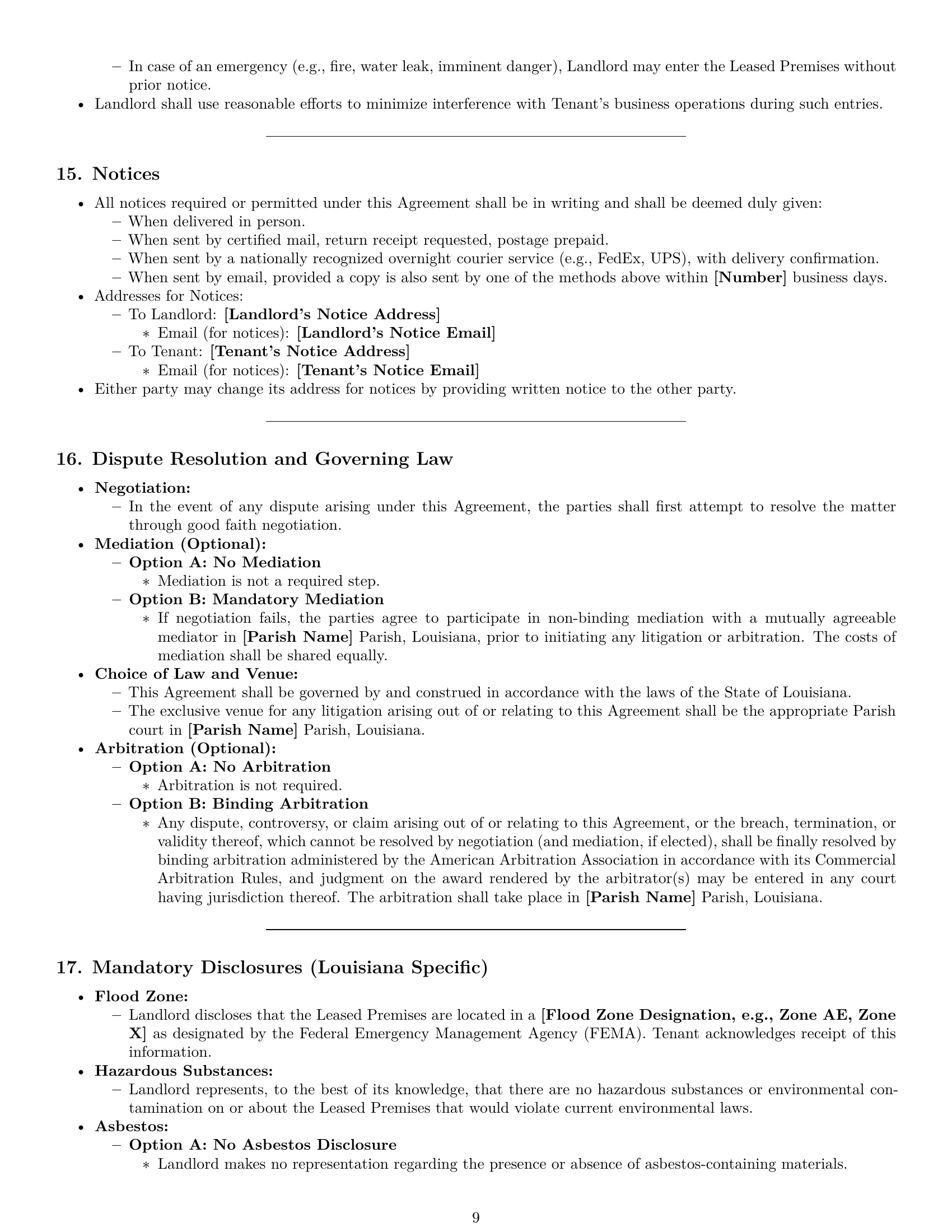 Preview page 9 of Pro Louisiana office lease agreement template