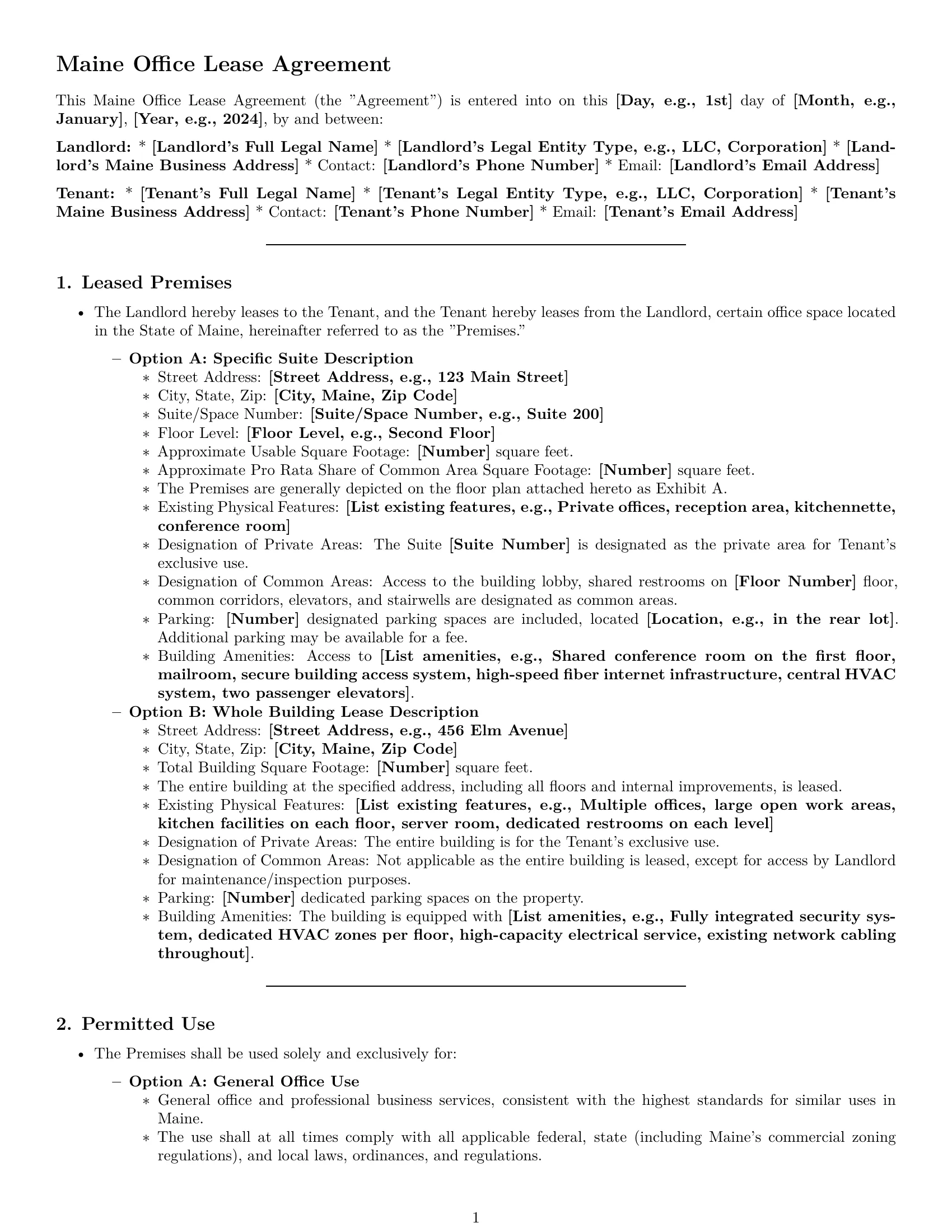 Preview page 1 of Pro Maine office lease agreement template