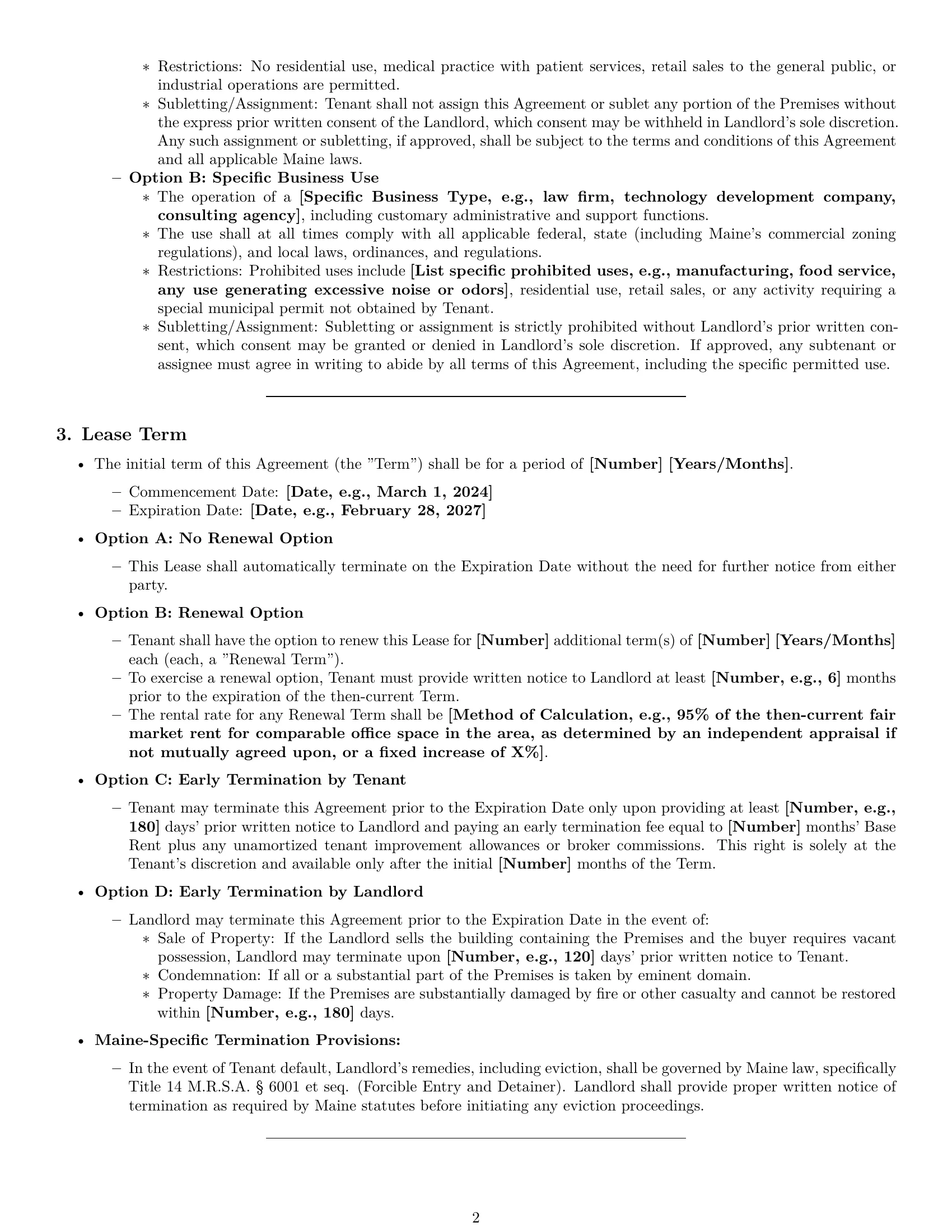 Preview page 2 of Pro Maine office lease agreement template