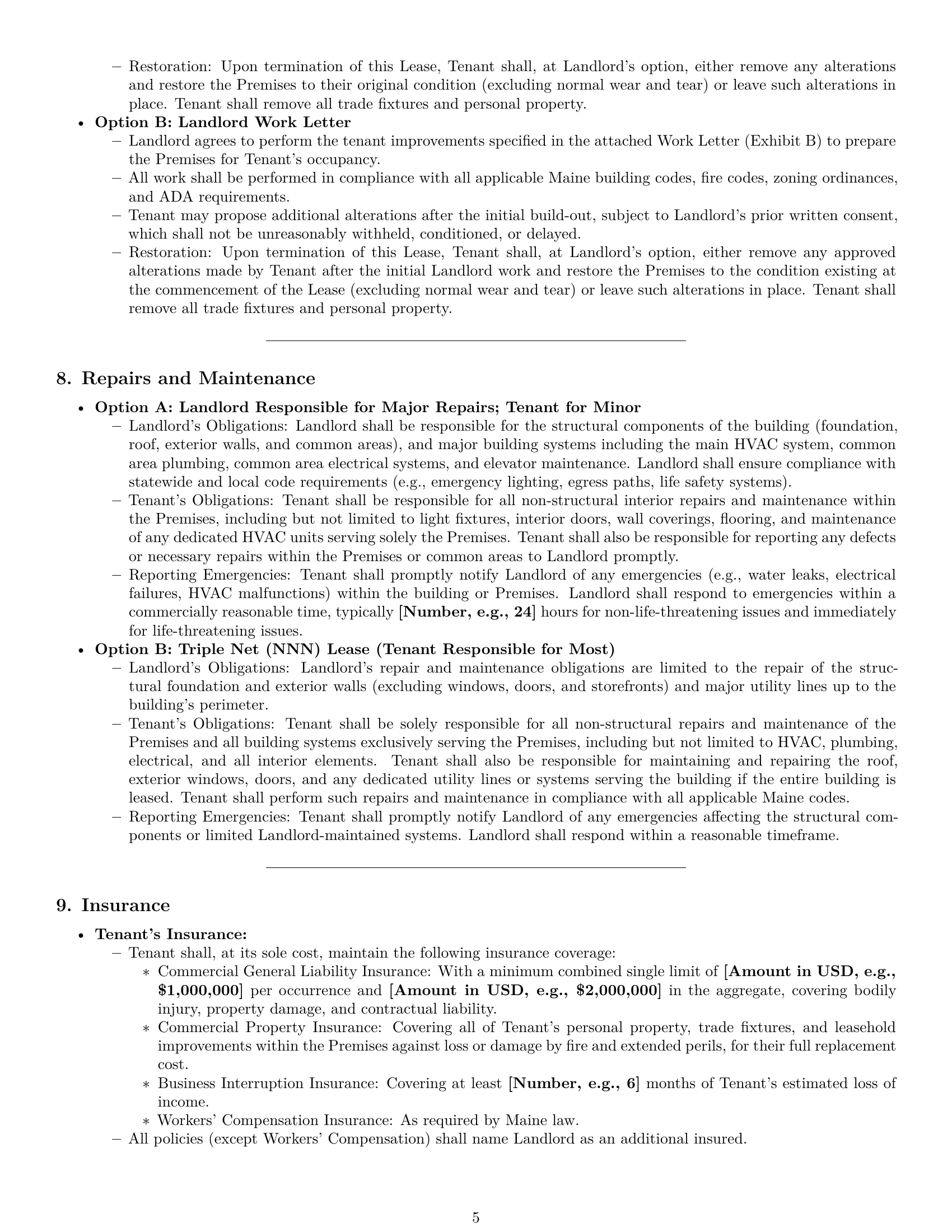 Preview page 5 of Pro Maine office lease agreement template