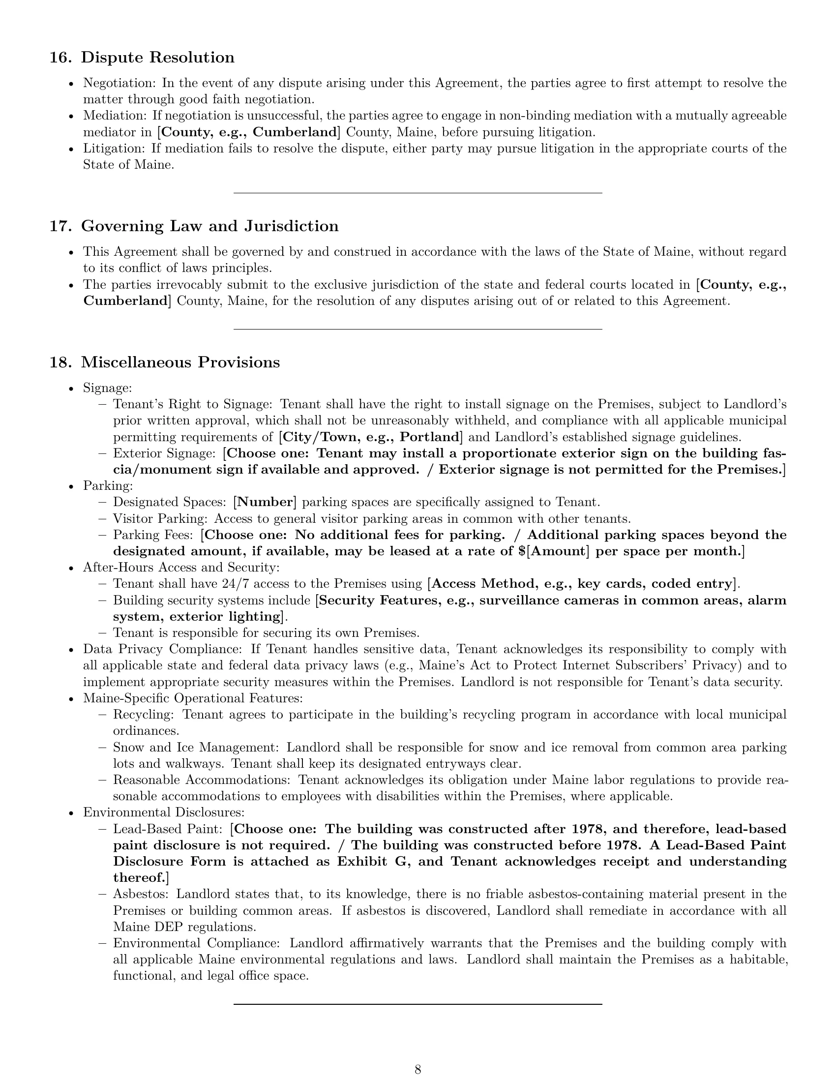 Preview page 8 of Pro Maine office lease agreement template