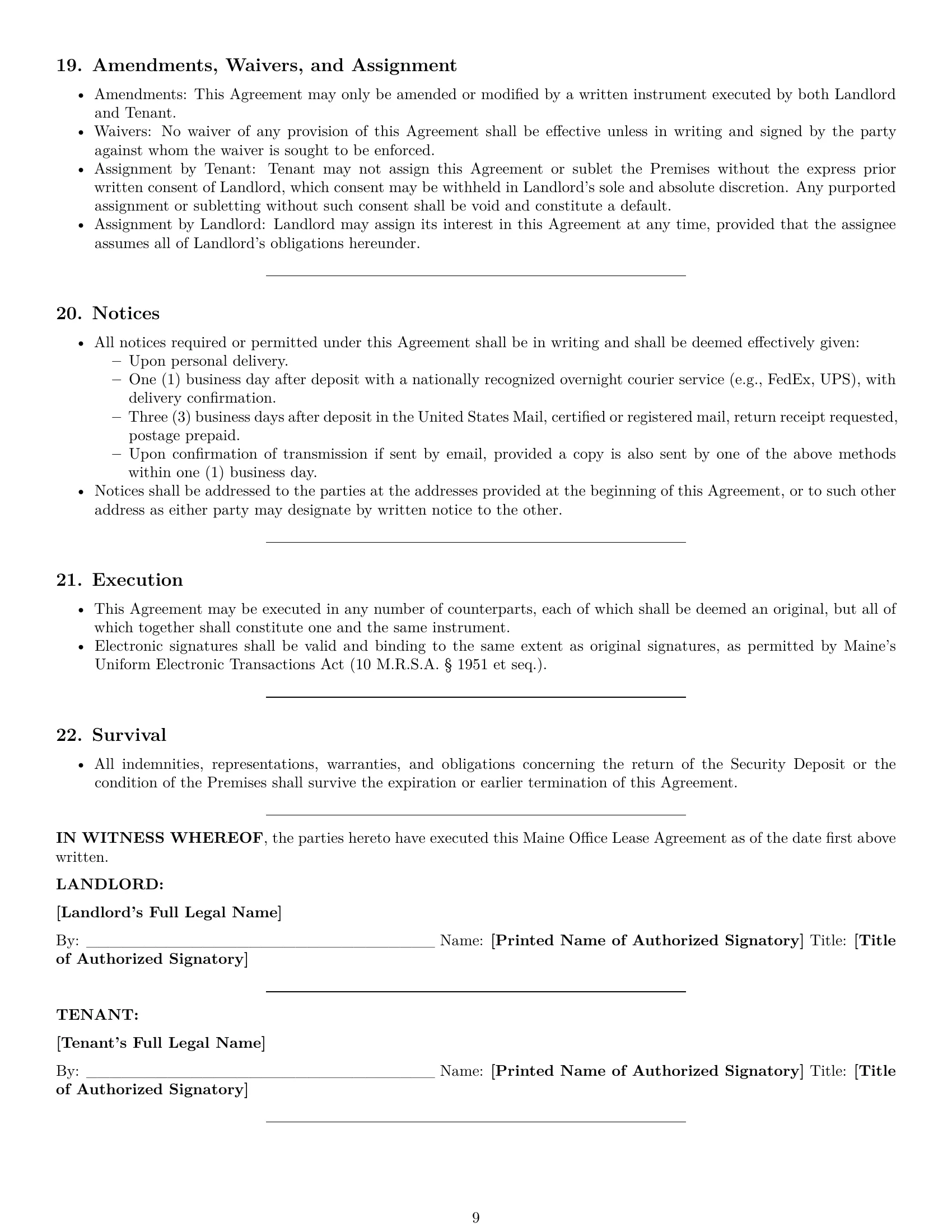 Preview page 9 of Pro Maine office lease agreement template