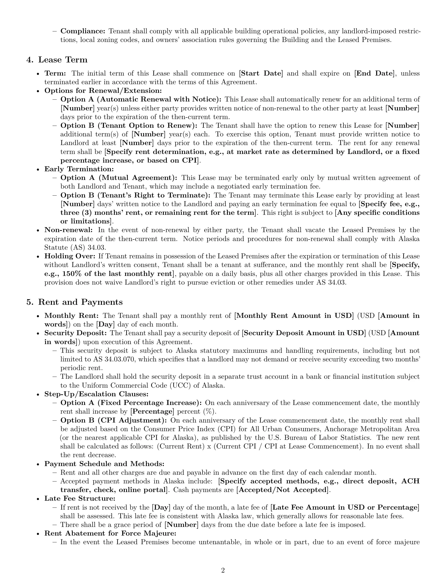 Preview page 2 of Pro Alaska office lease agreement template