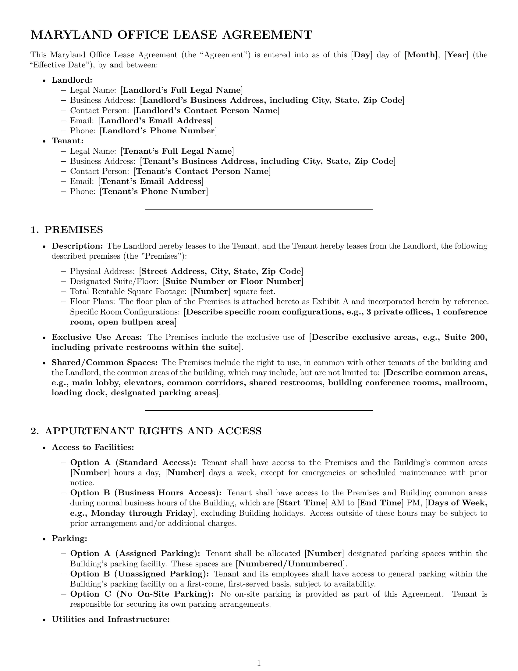 Preview page 1 of Pro Maryland office lease agreement template
