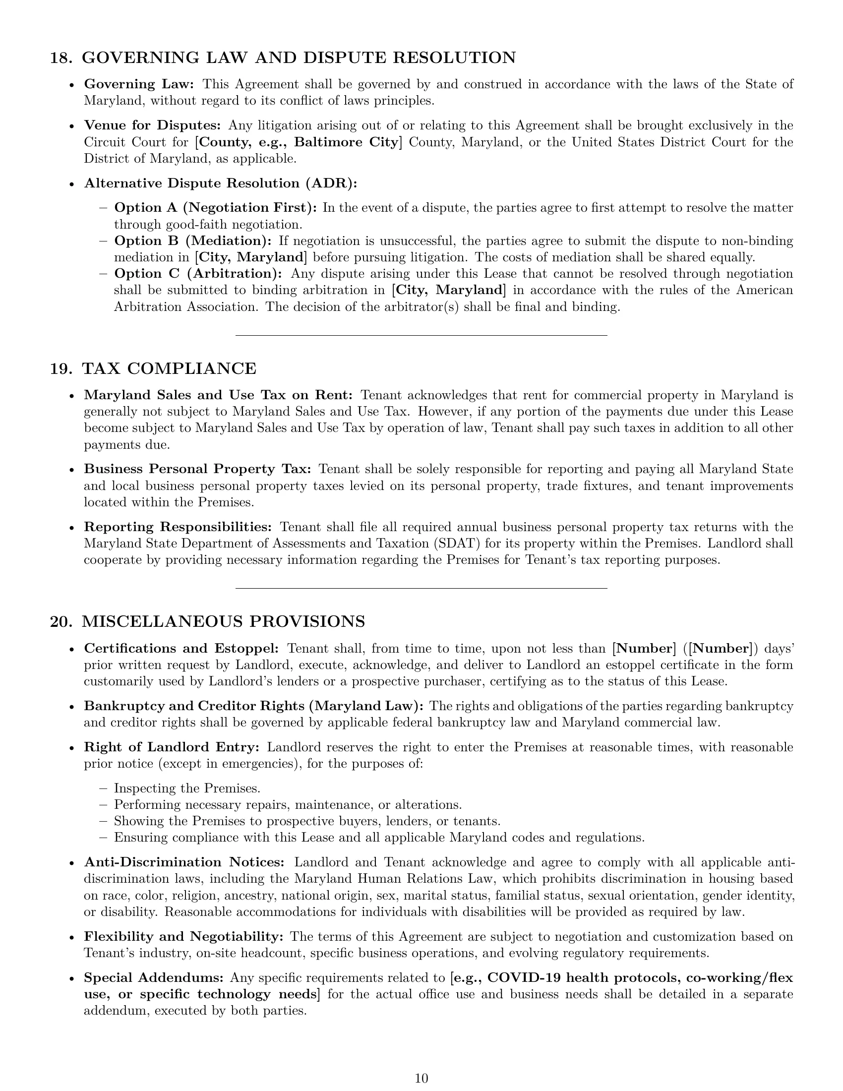 Preview page 10 of Pro Maryland office lease agreement template