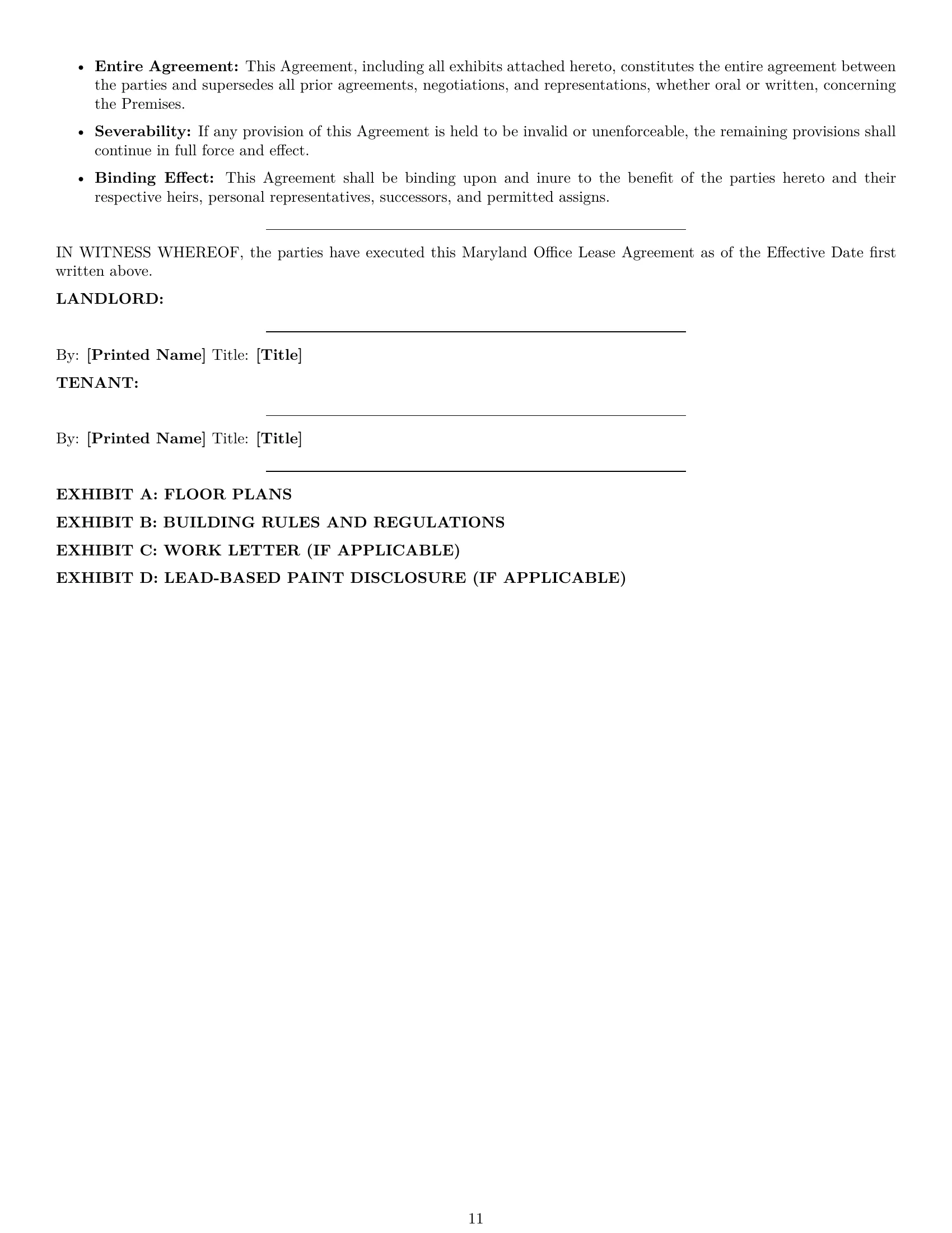 Preview page 11 of Pro Maryland office lease agreement template