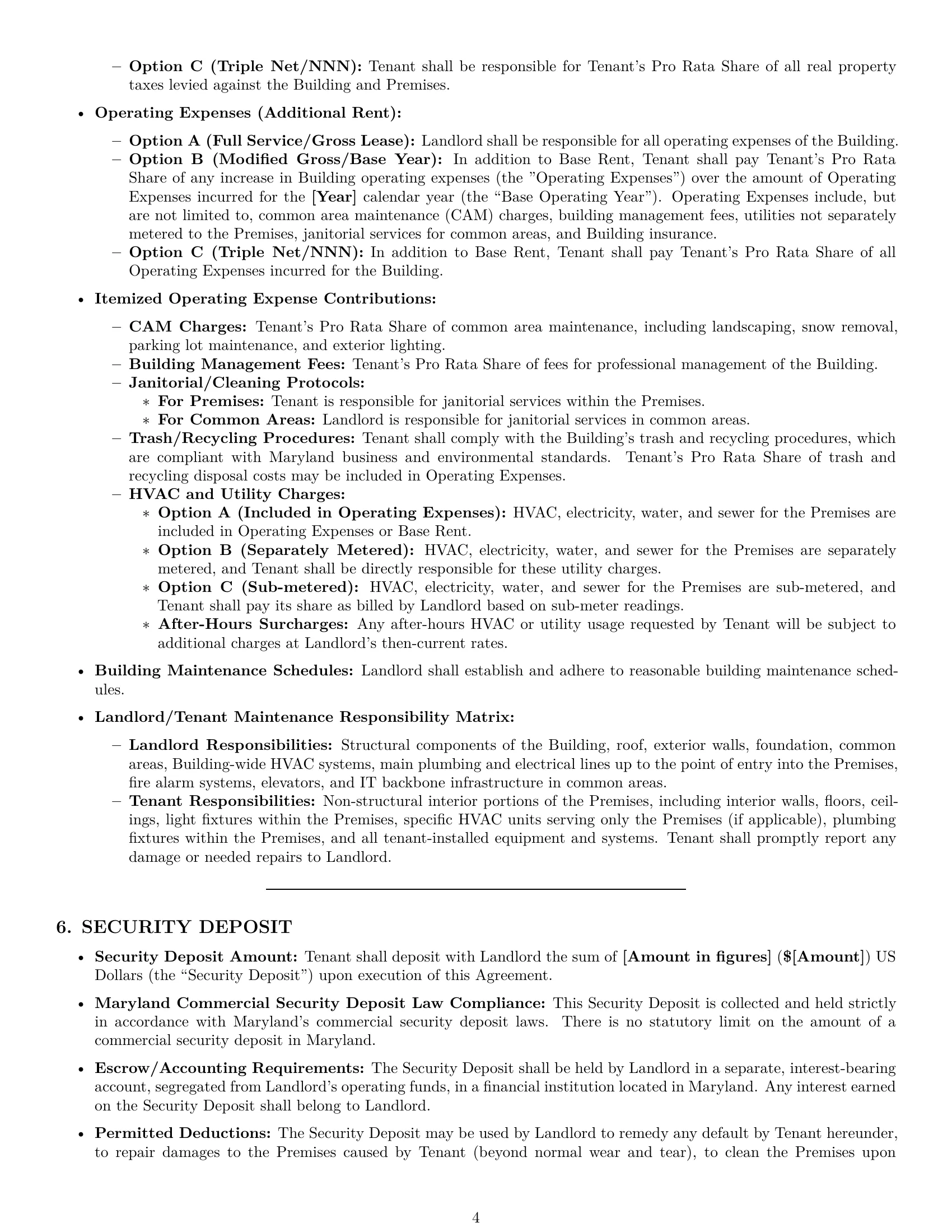 Preview page 4 of Pro Maryland office lease agreement template