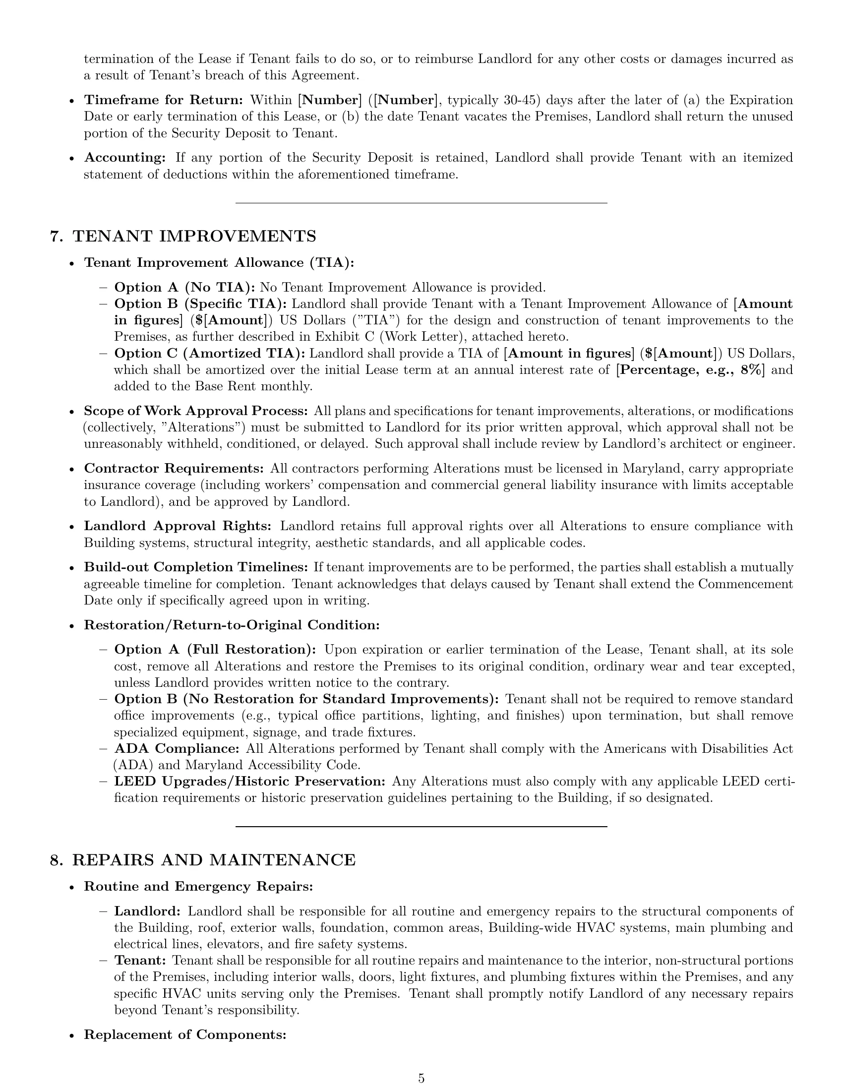 Preview page 5 of Pro Maryland office lease agreement template