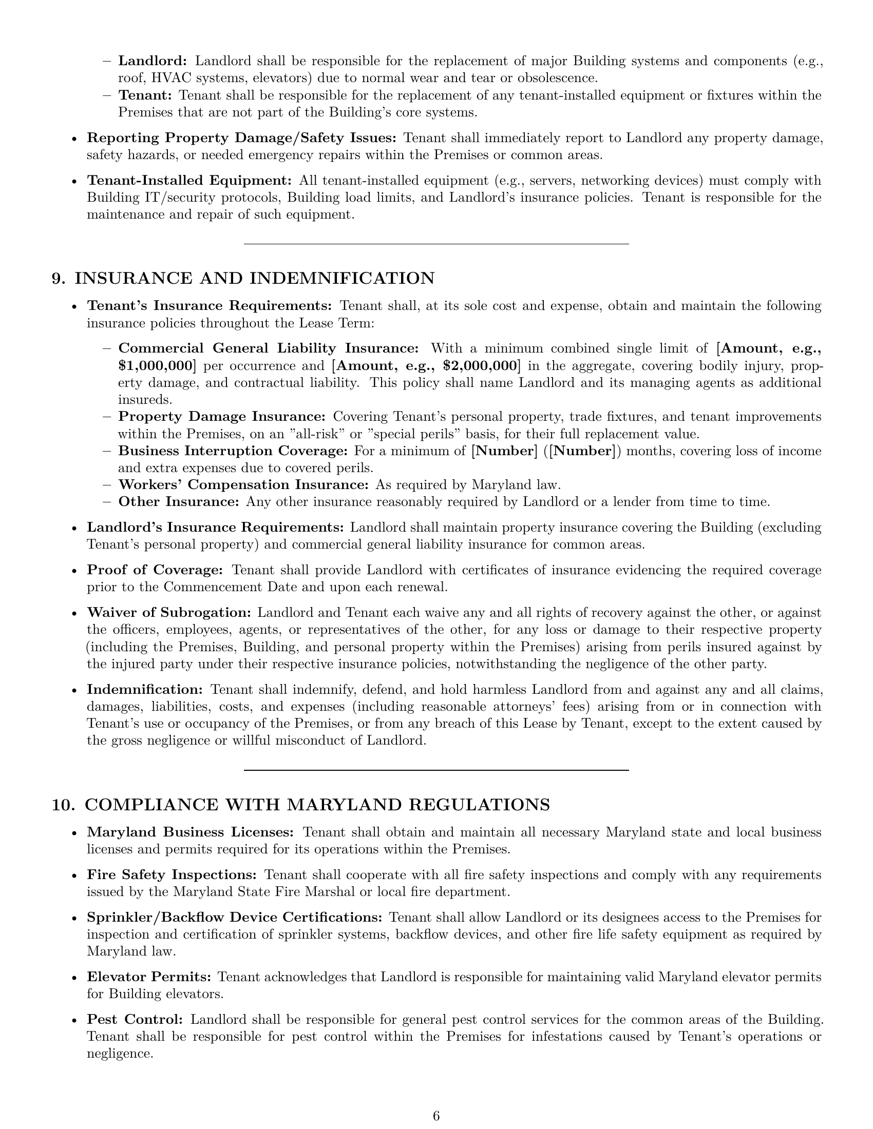 Preview page 6 of Pro Maryland office lease agreement template
