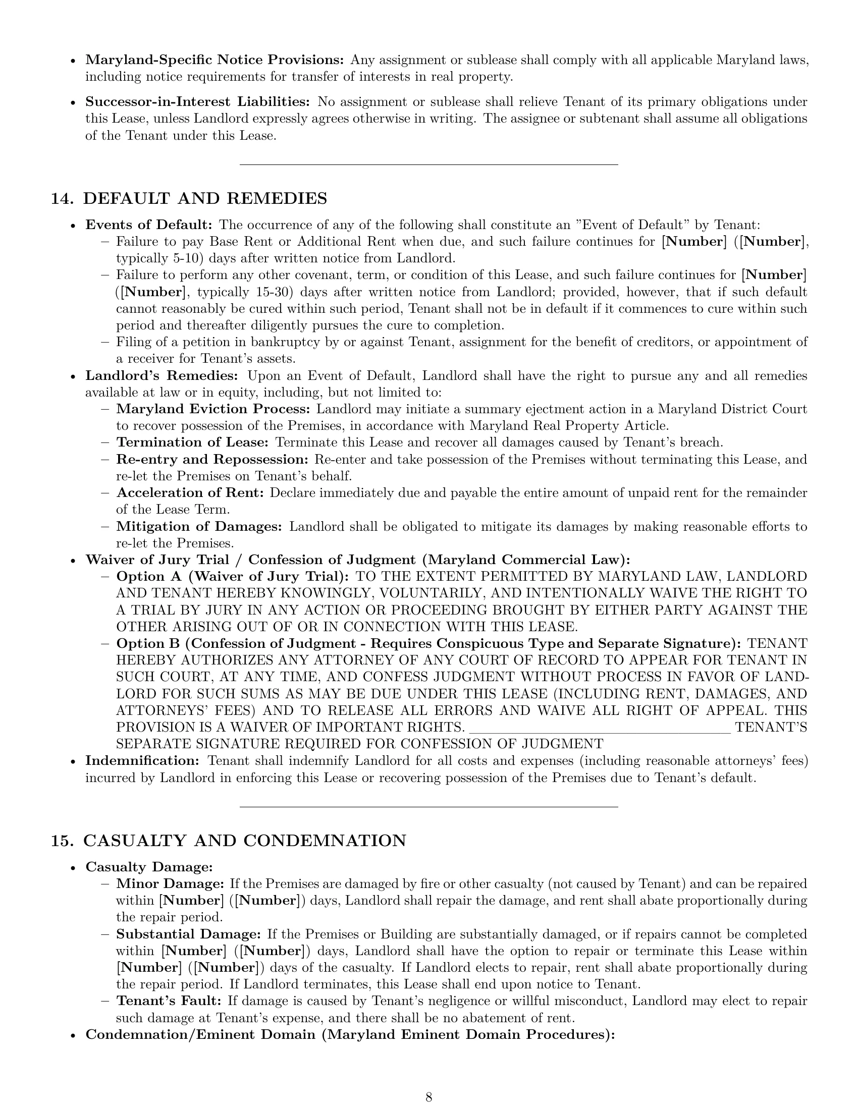 Preview page 8 of Pro Maryland office lease agreement template