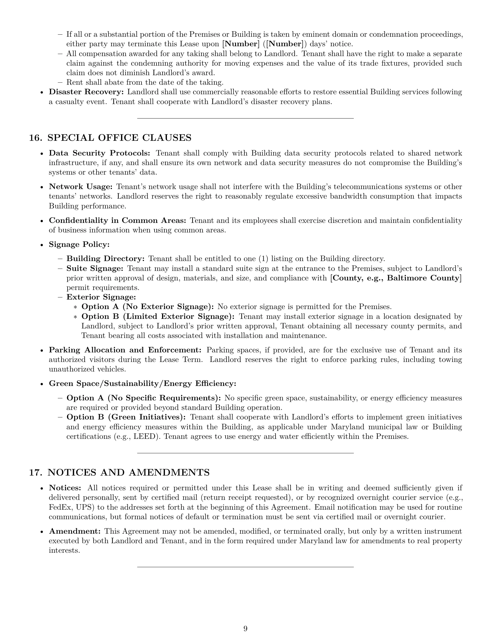 Preview page 9 of Pro Maryland office lease agreement template