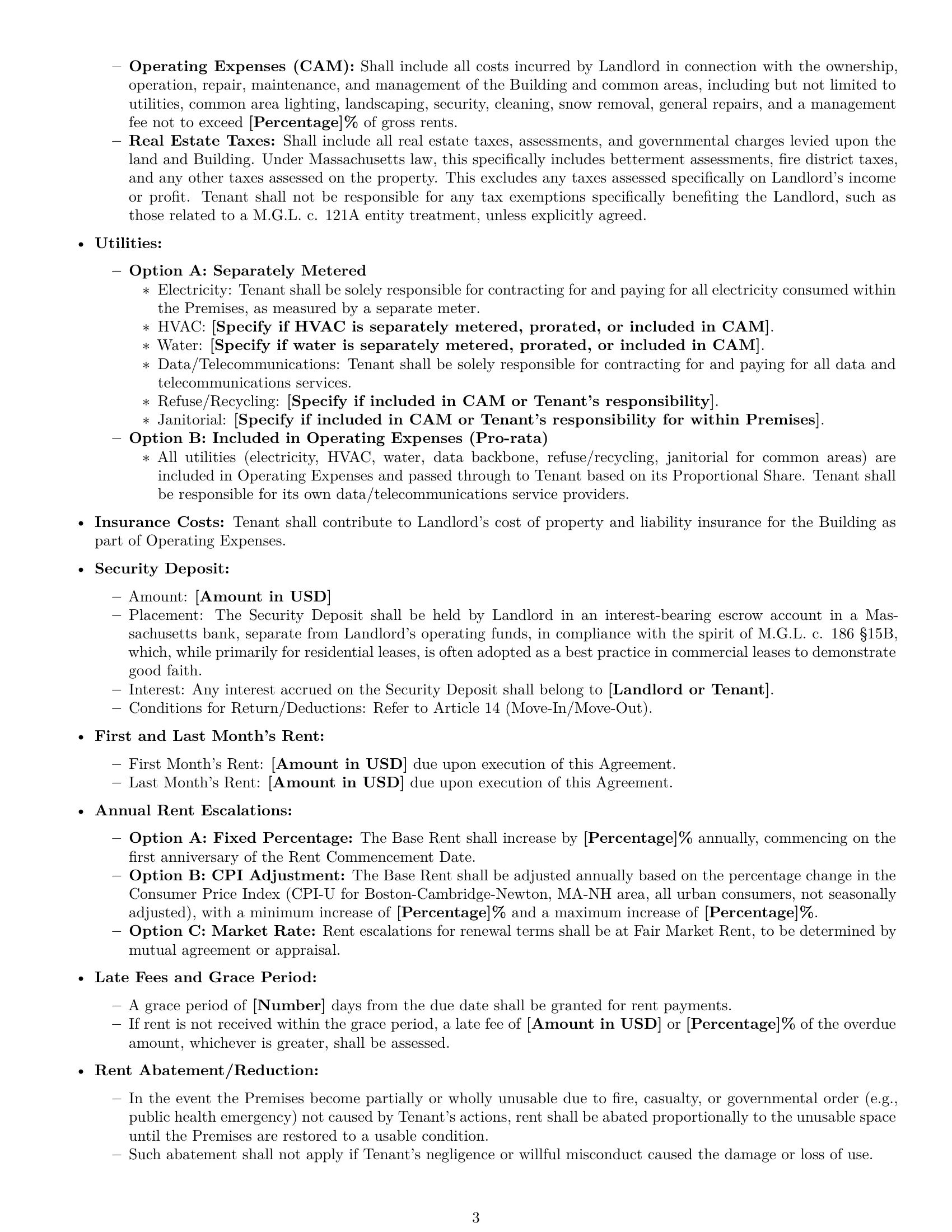 Preview page 3 of Pro Massachusetts office lease agreement template