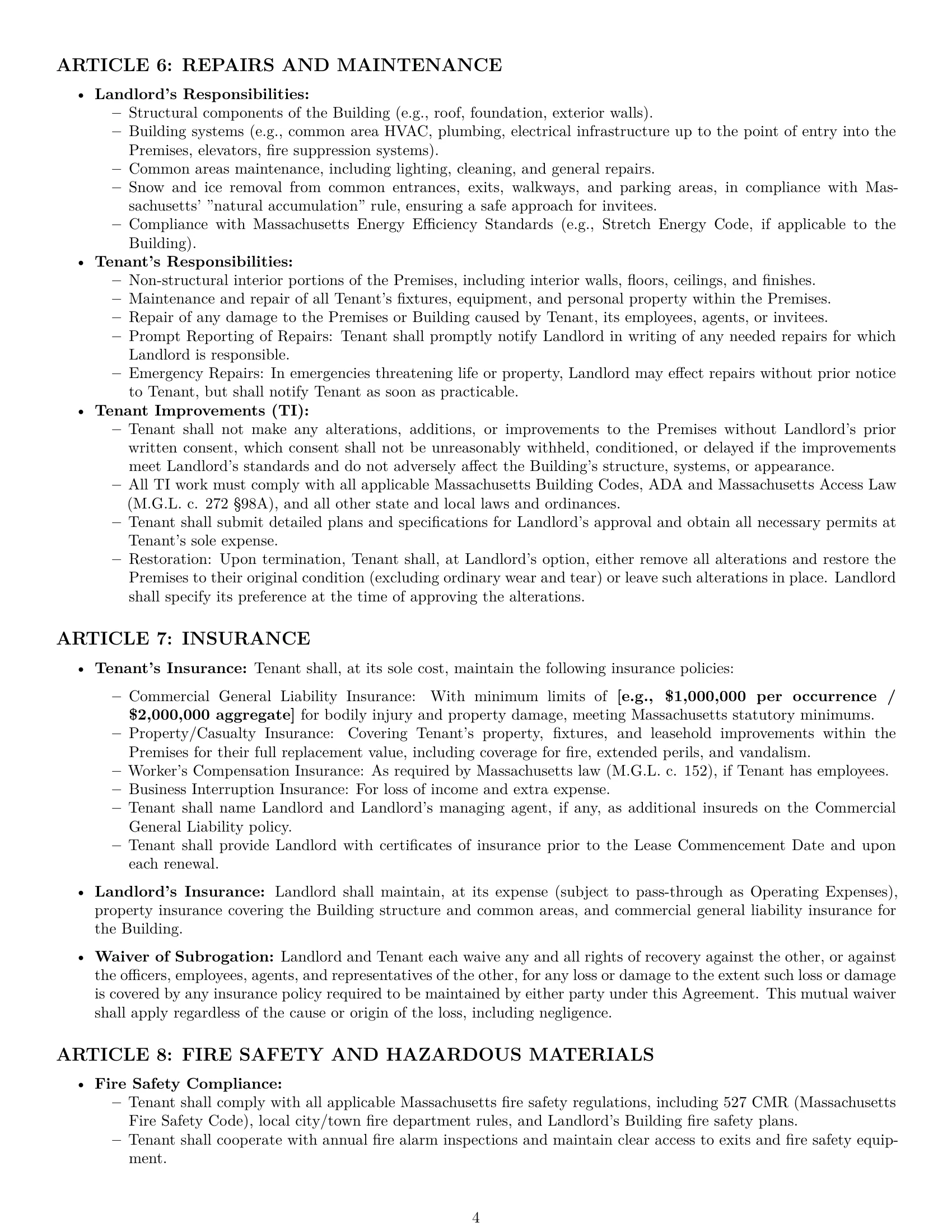 Preview page 4 of Pro Massachusetts office lease agreement template