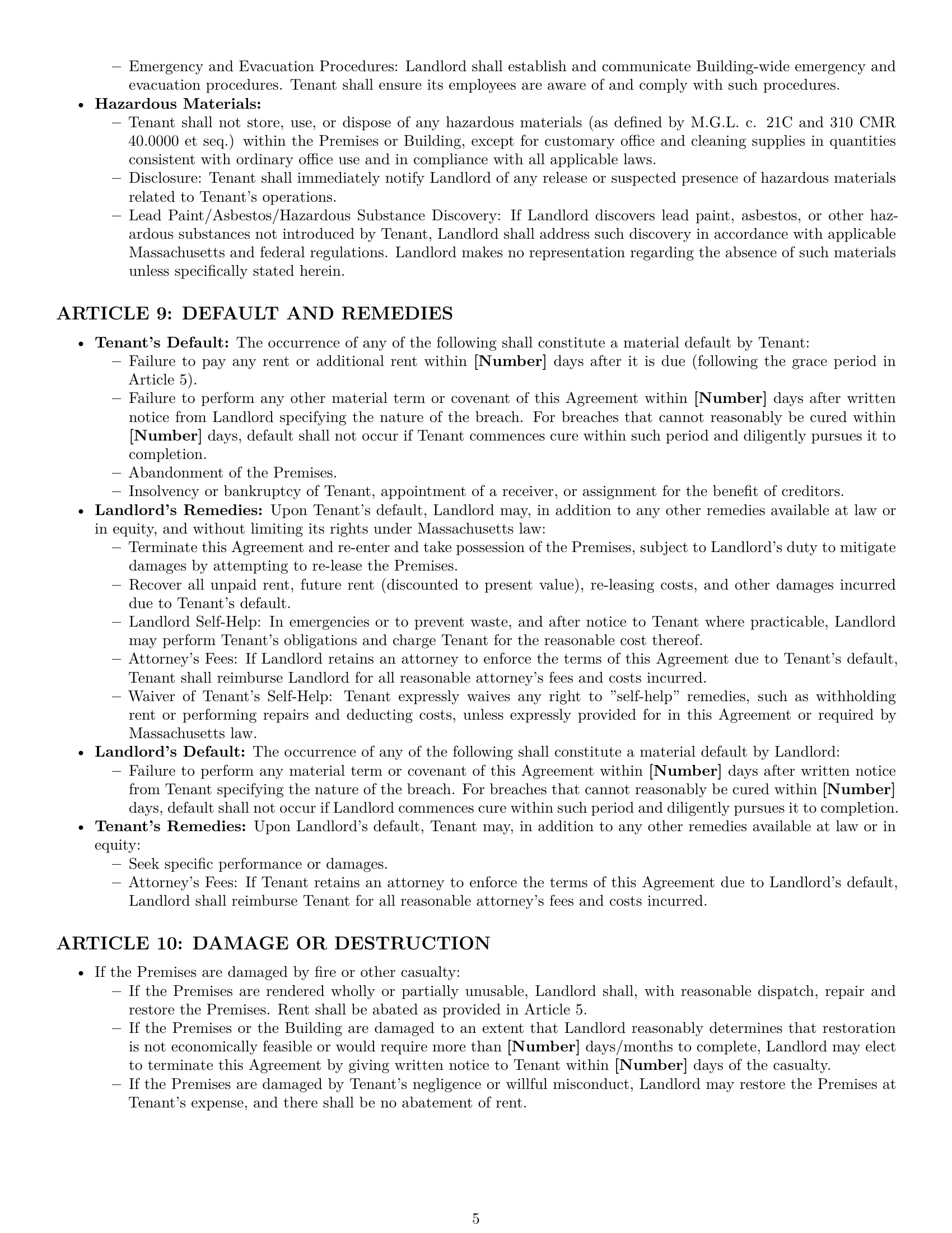 Preview page 5 of Pro Massachusetts office lease agreement template