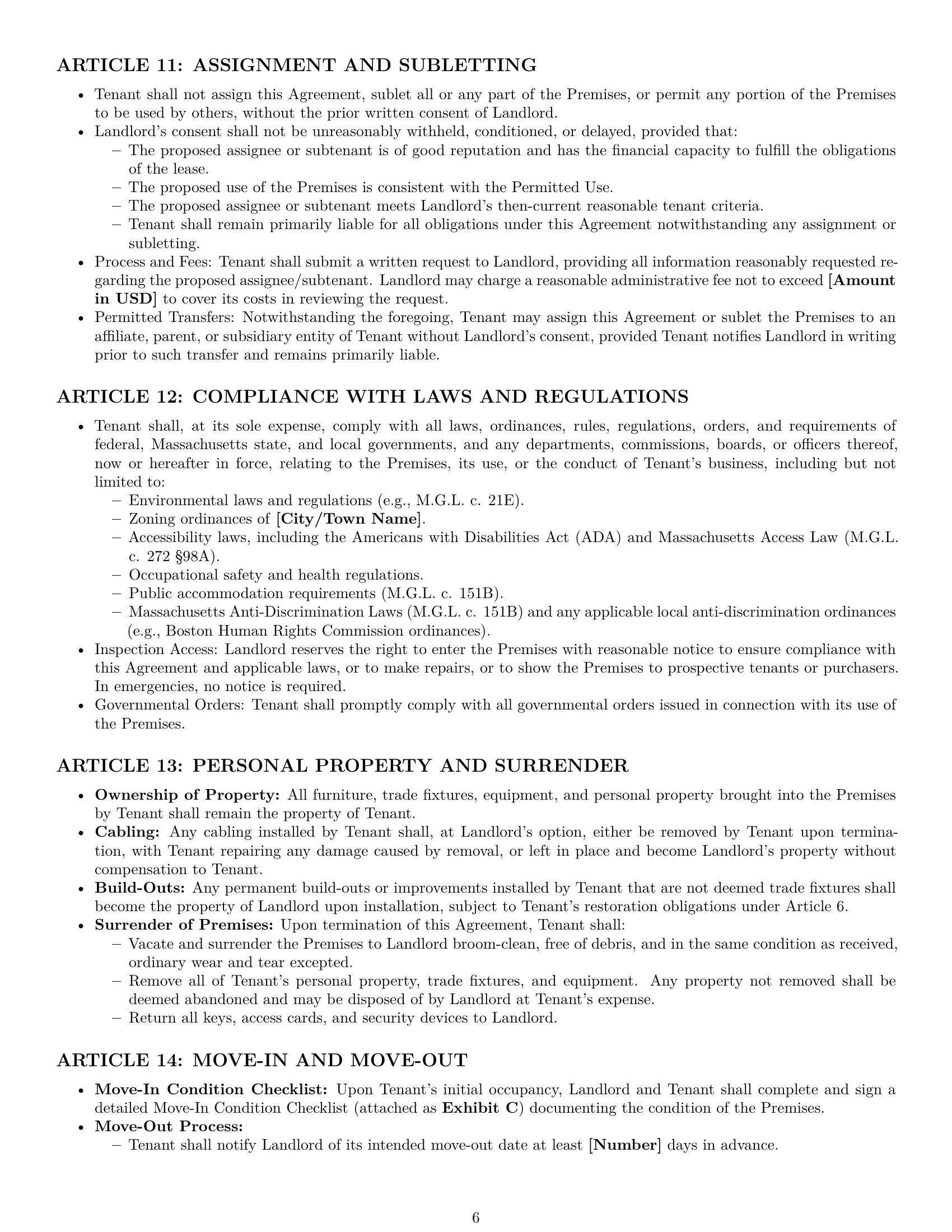 Preview page 6 of Pro Massachusetts office lease agreement template