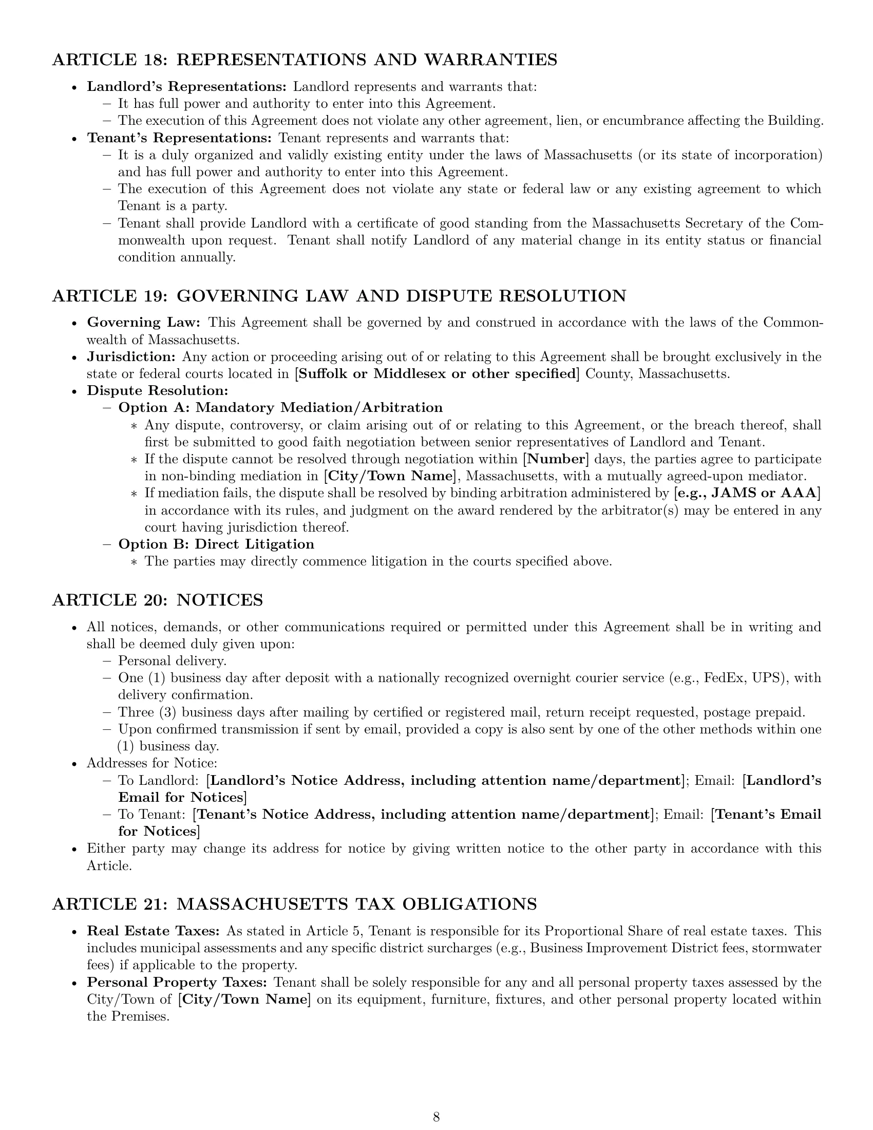 Preview page 8 of Pro Massachusetts office lease agreement template