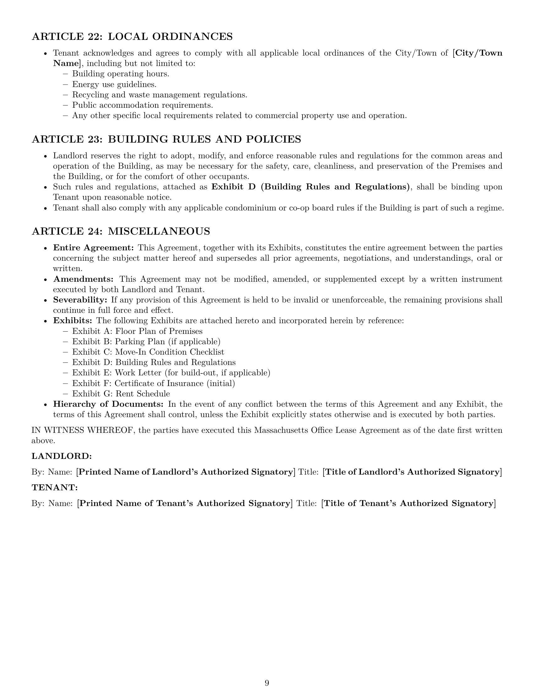 Preview page 9 of Pro Massachusetts office lease agreement template