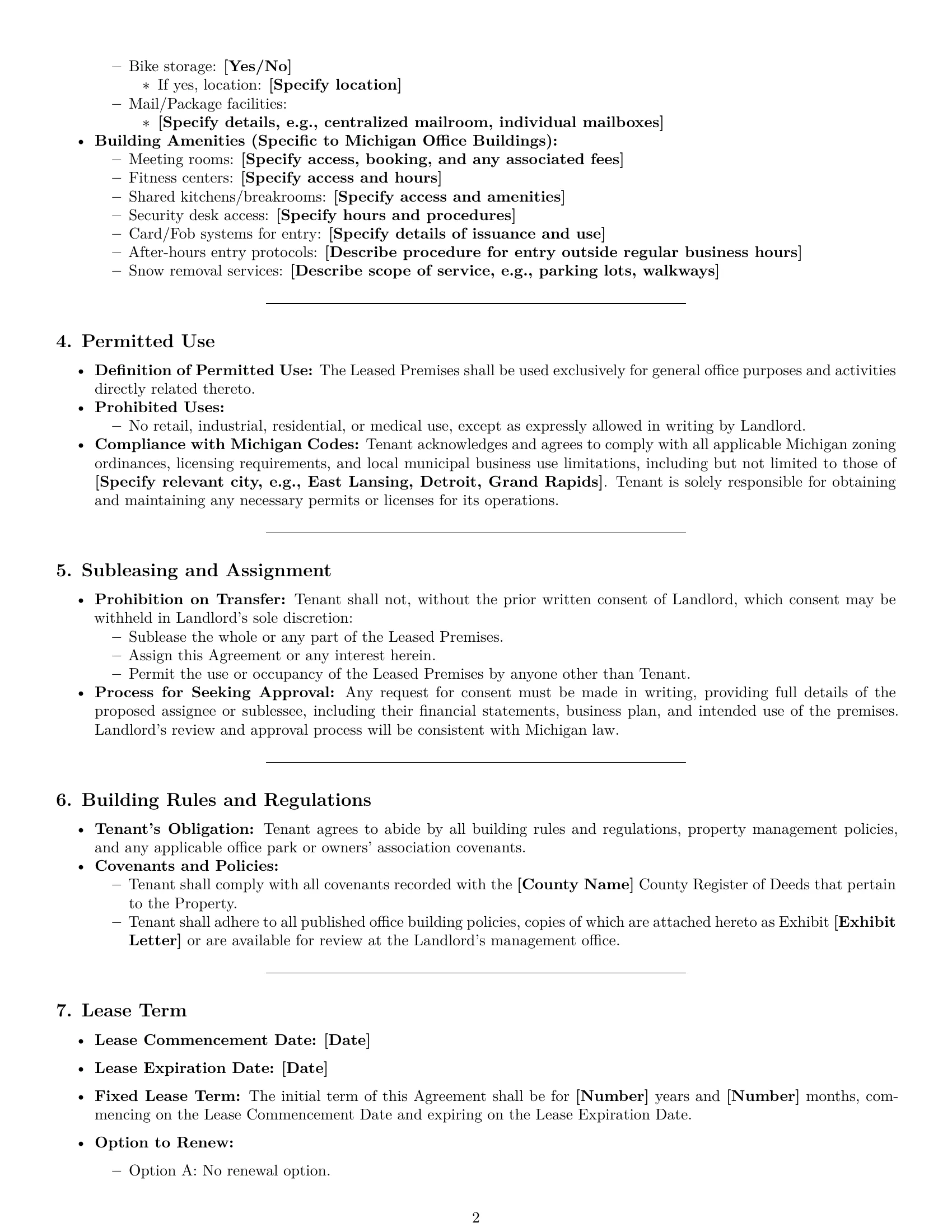 Preview page 2 of Pro Michigan office lease agreement template
