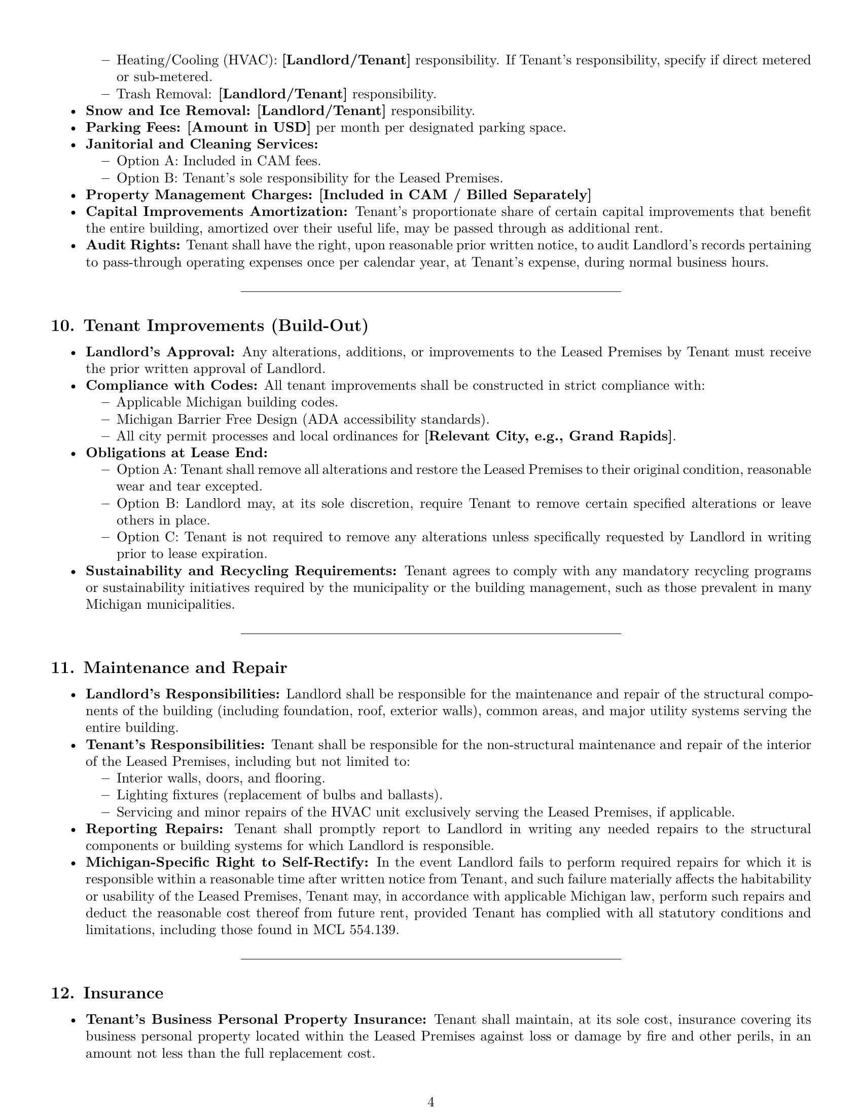 Preview page 4 of Pro Michigan office lease agreement template