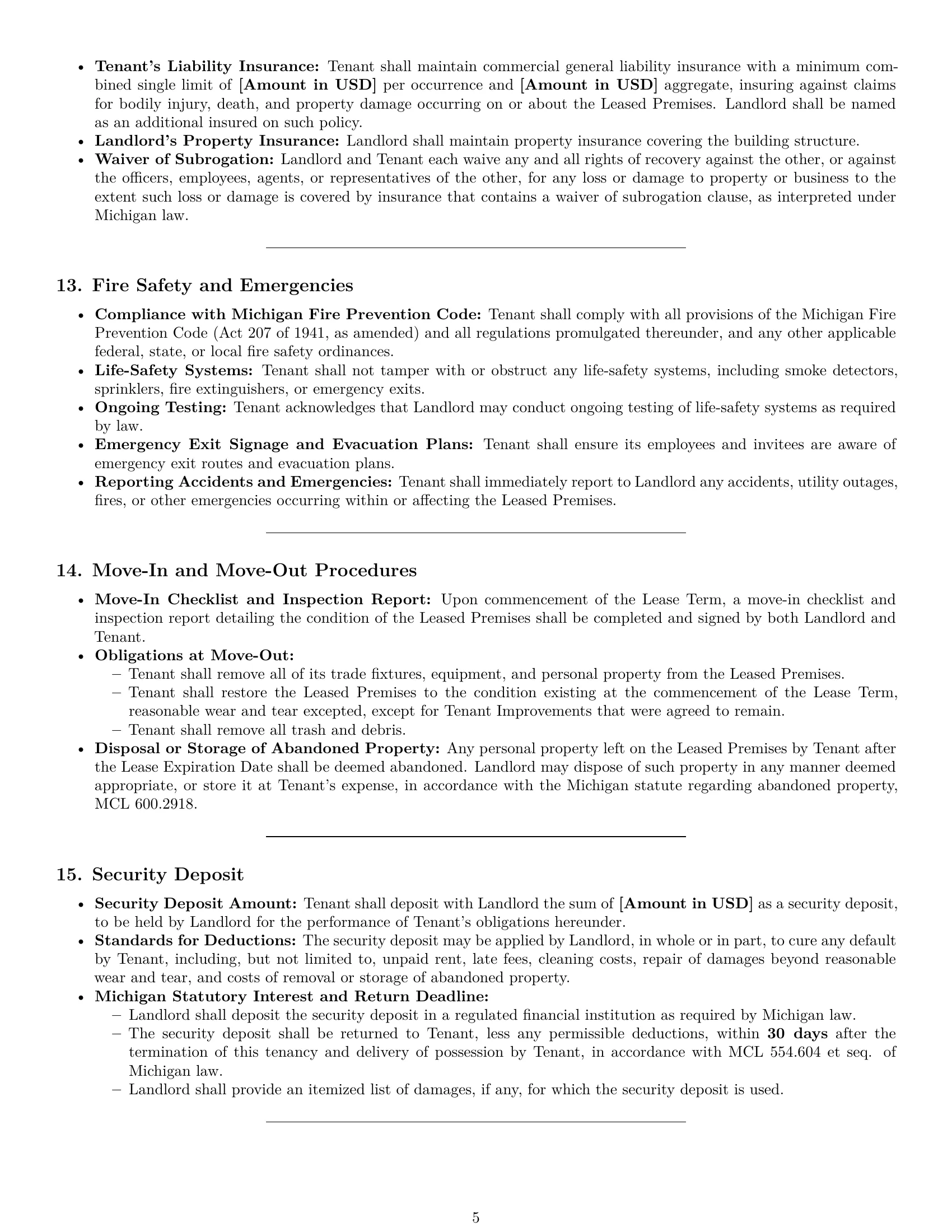 Preview page 5 of Pro Michigan office lease agreement template