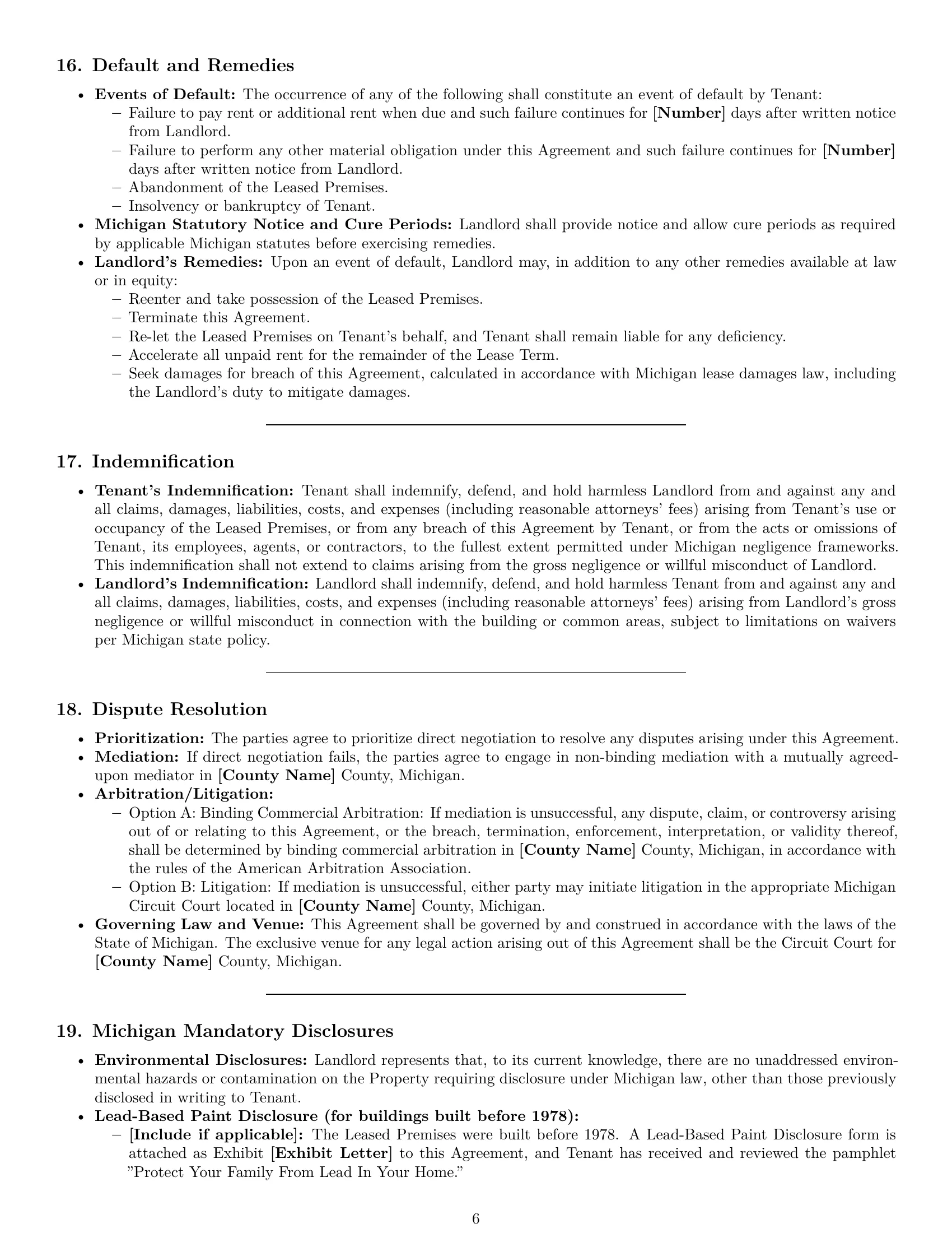 Preview page 6 of Pro Michigan office lease agreement template
