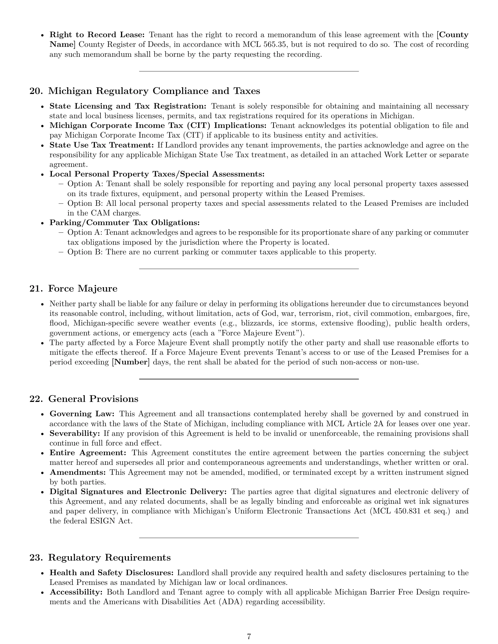 Preview page 7 of Pro Michigan office lease agreement template