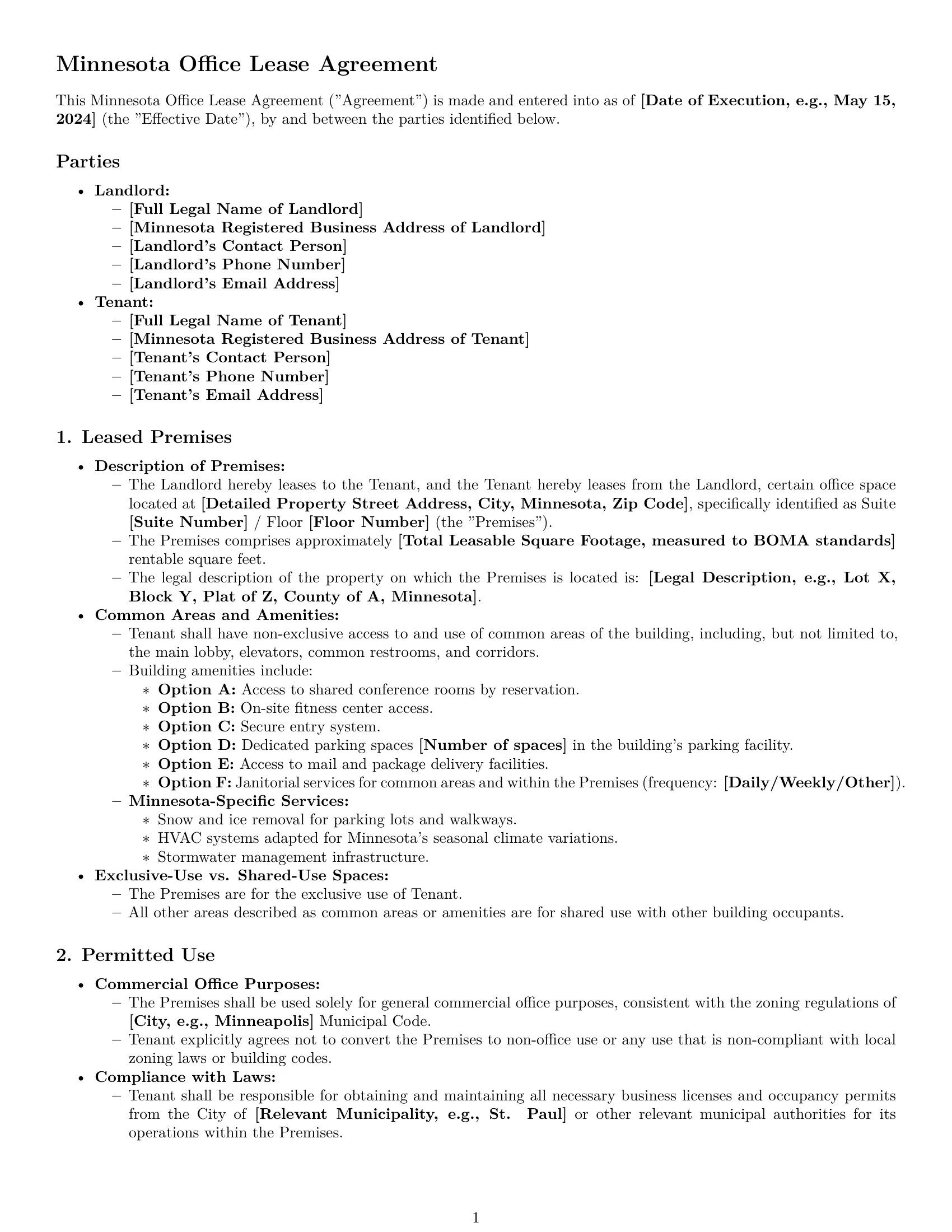 Preview page 1 of Pro Minnesota office lease agreement template