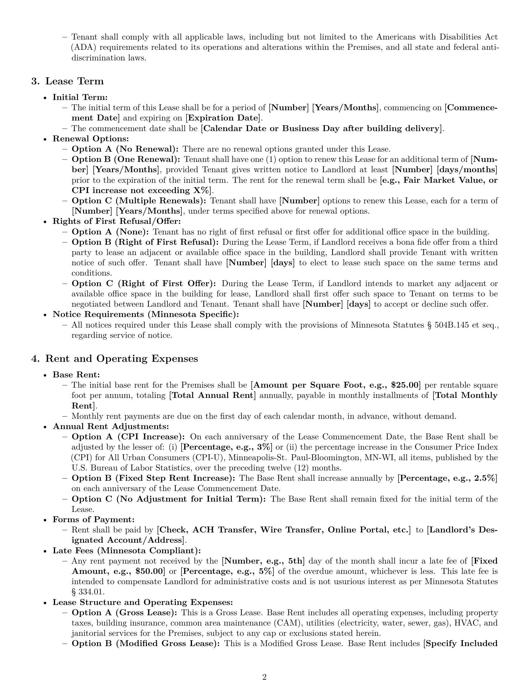Preview page 2 of Pro Minnesota office lease agreement template